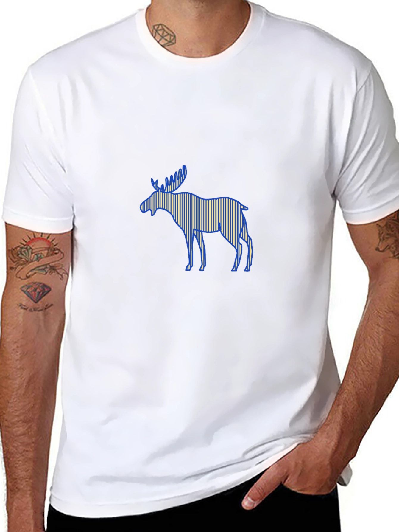 Moose Graphic Print Black T-Shirt