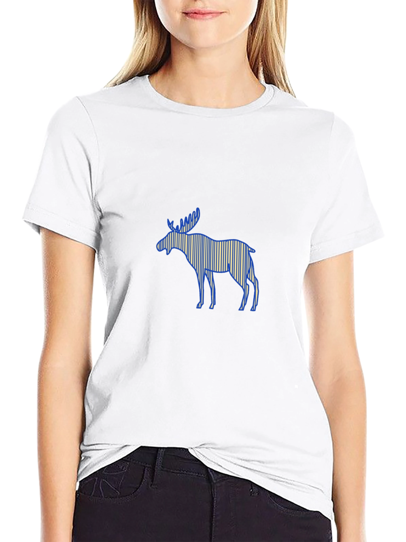 Moose Graphic Print Black T-Shirt