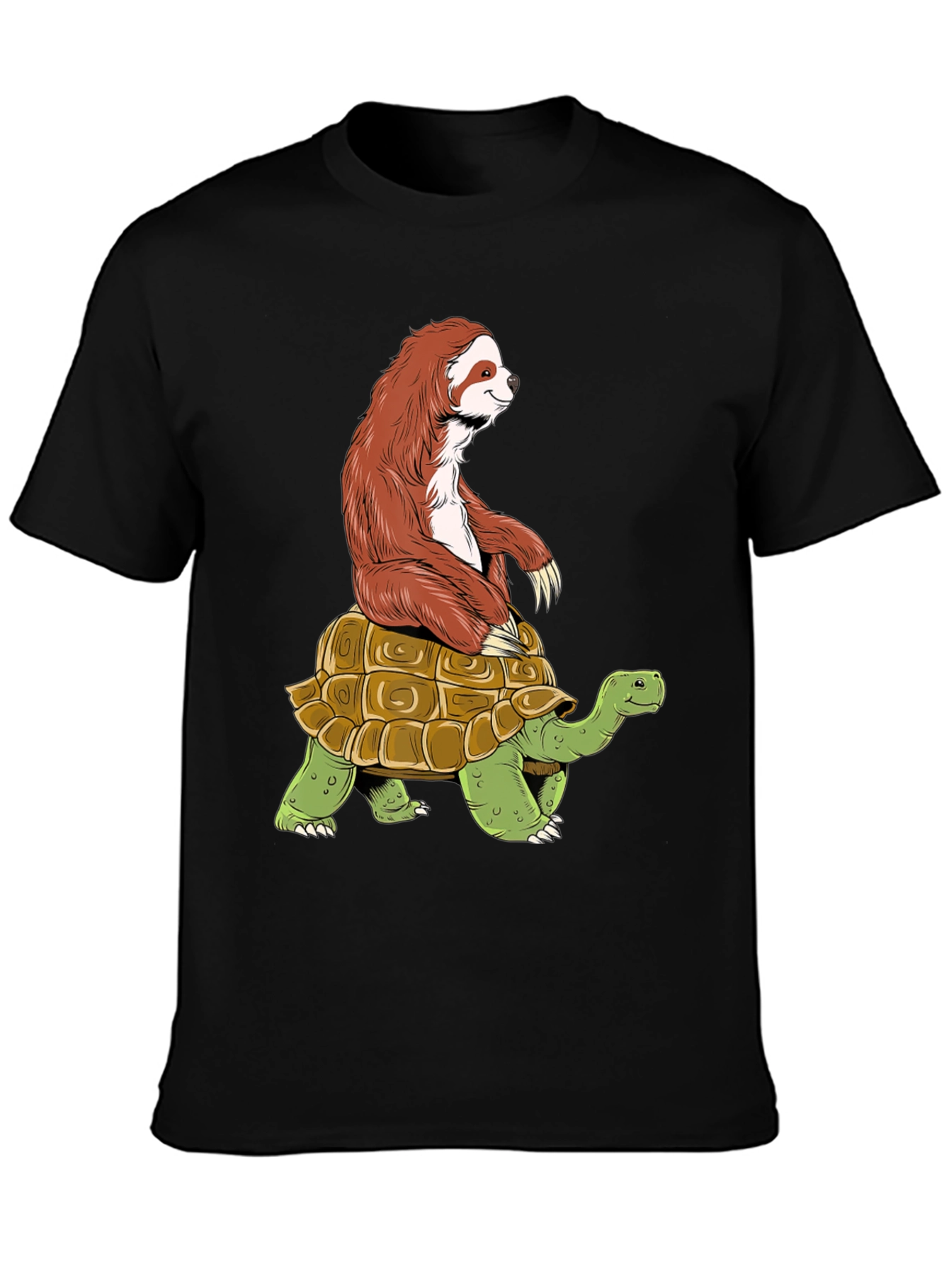 Sloth Riding Turtle Graphic Tee - Funny Animal Shirt