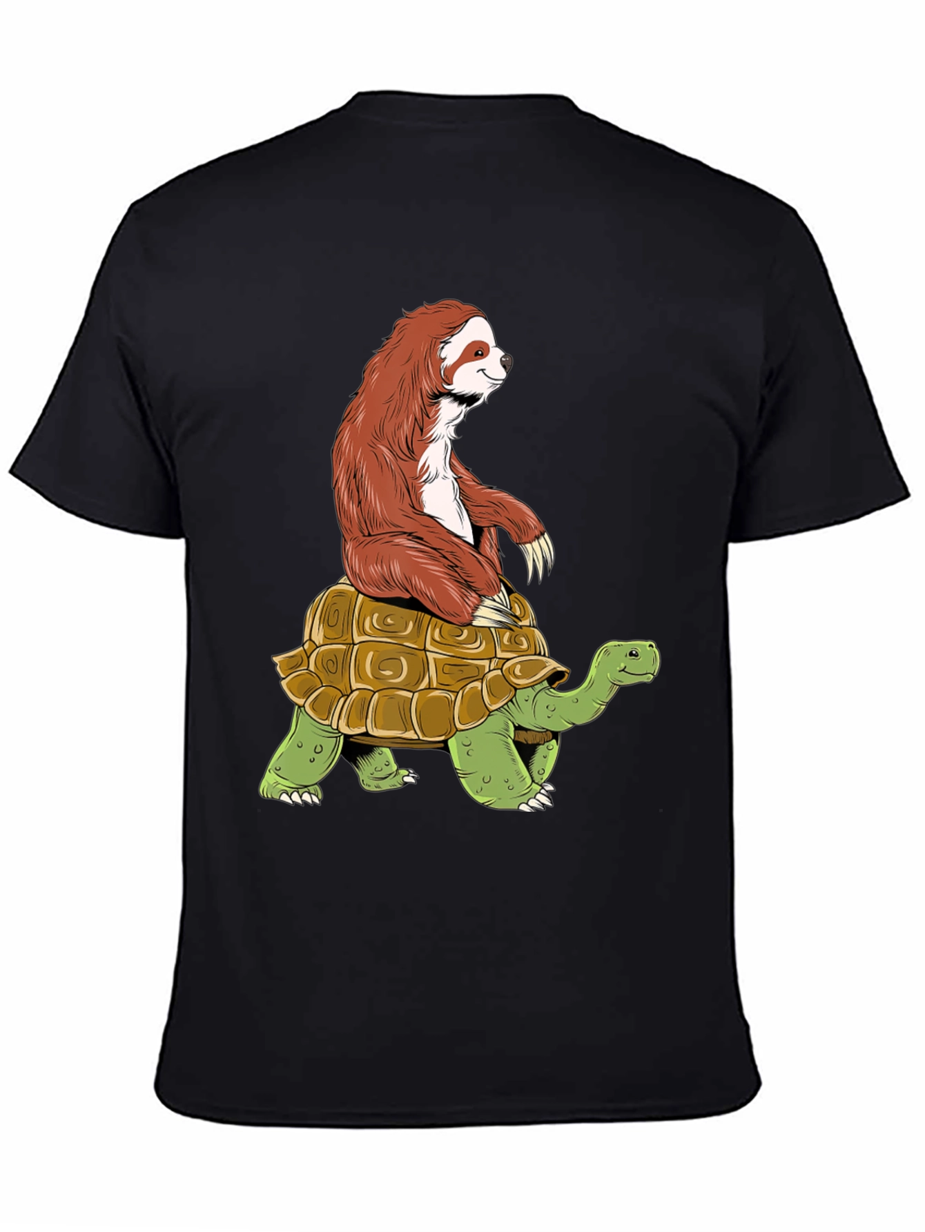 Sloth Riding Turtle Graphic Tee - Funny Animal Shirt