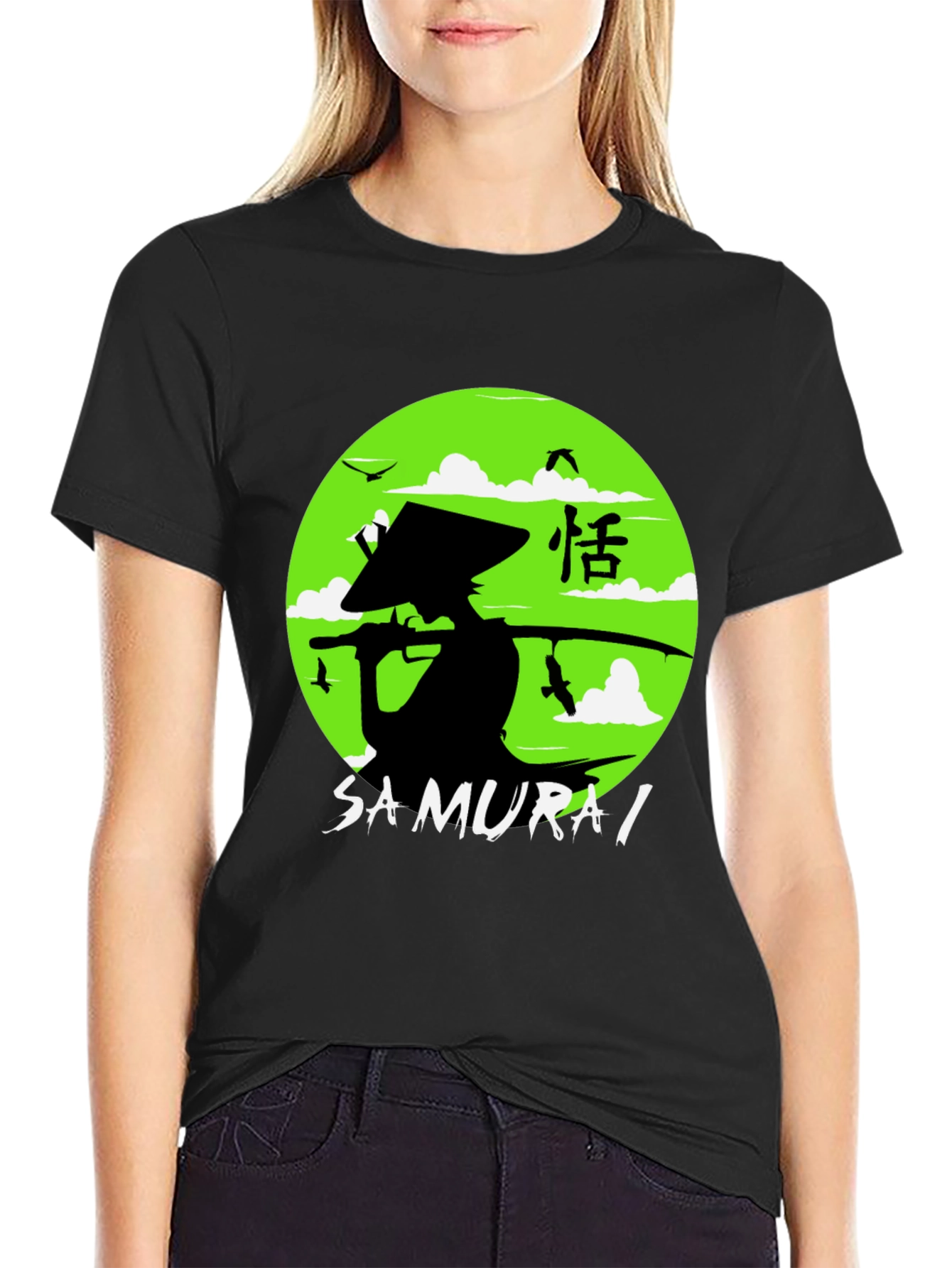 Samurai Graphic Tee - Black Cotton Shirt