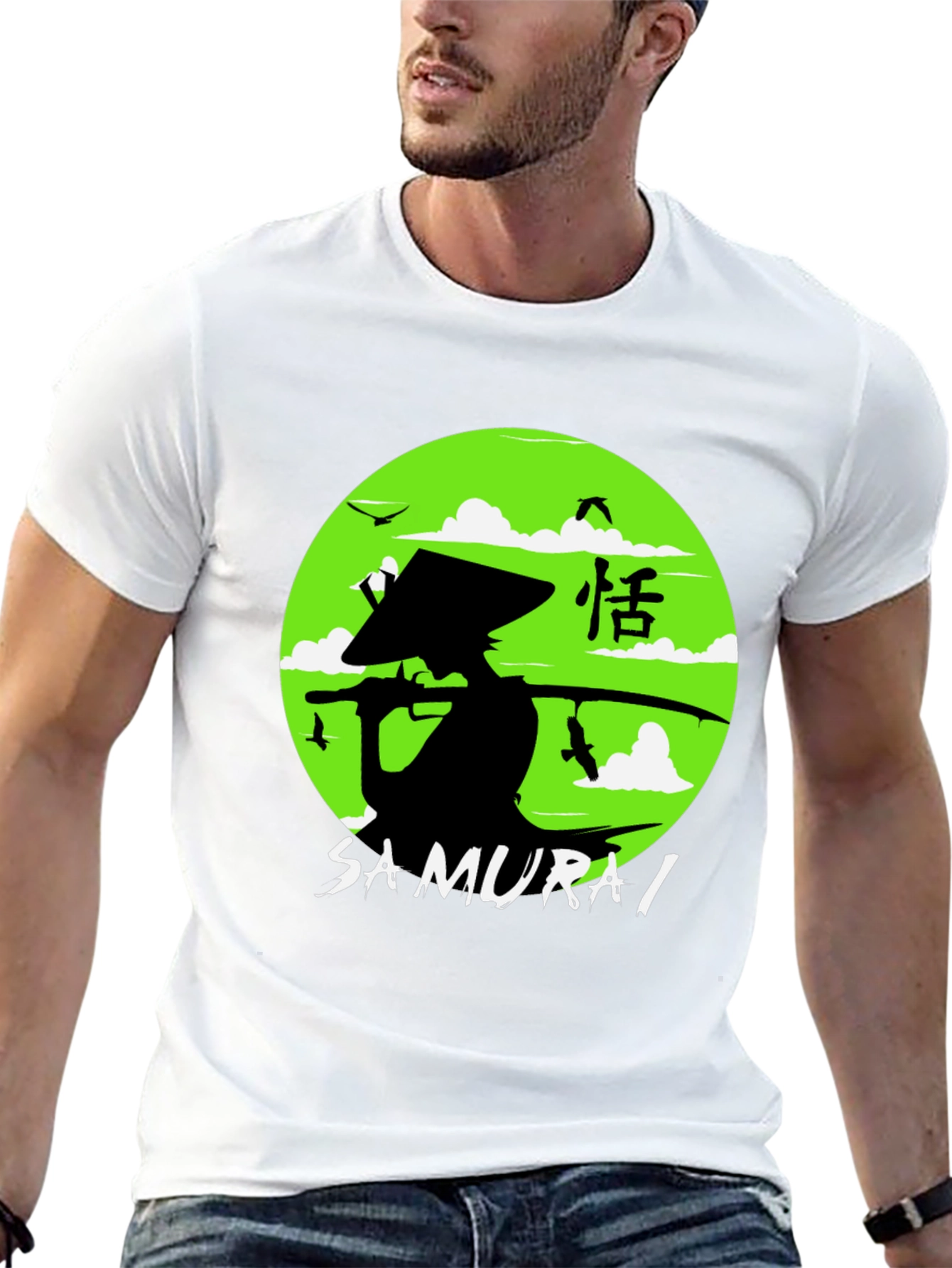 Samurai Graphic Tee - Black Cotton Shirt