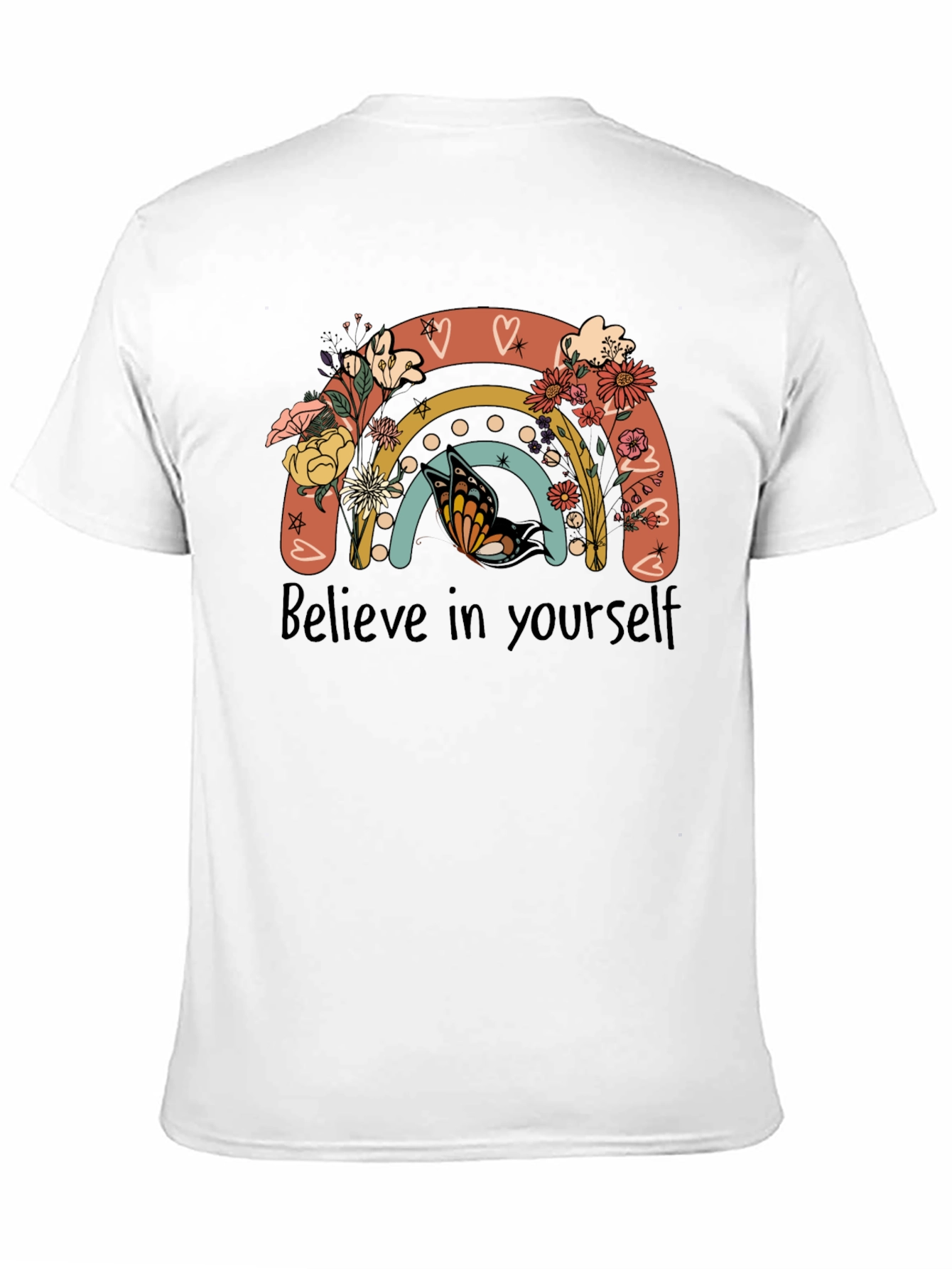 Believe in Yourself Rainbow Butterfly Graphic Tee
