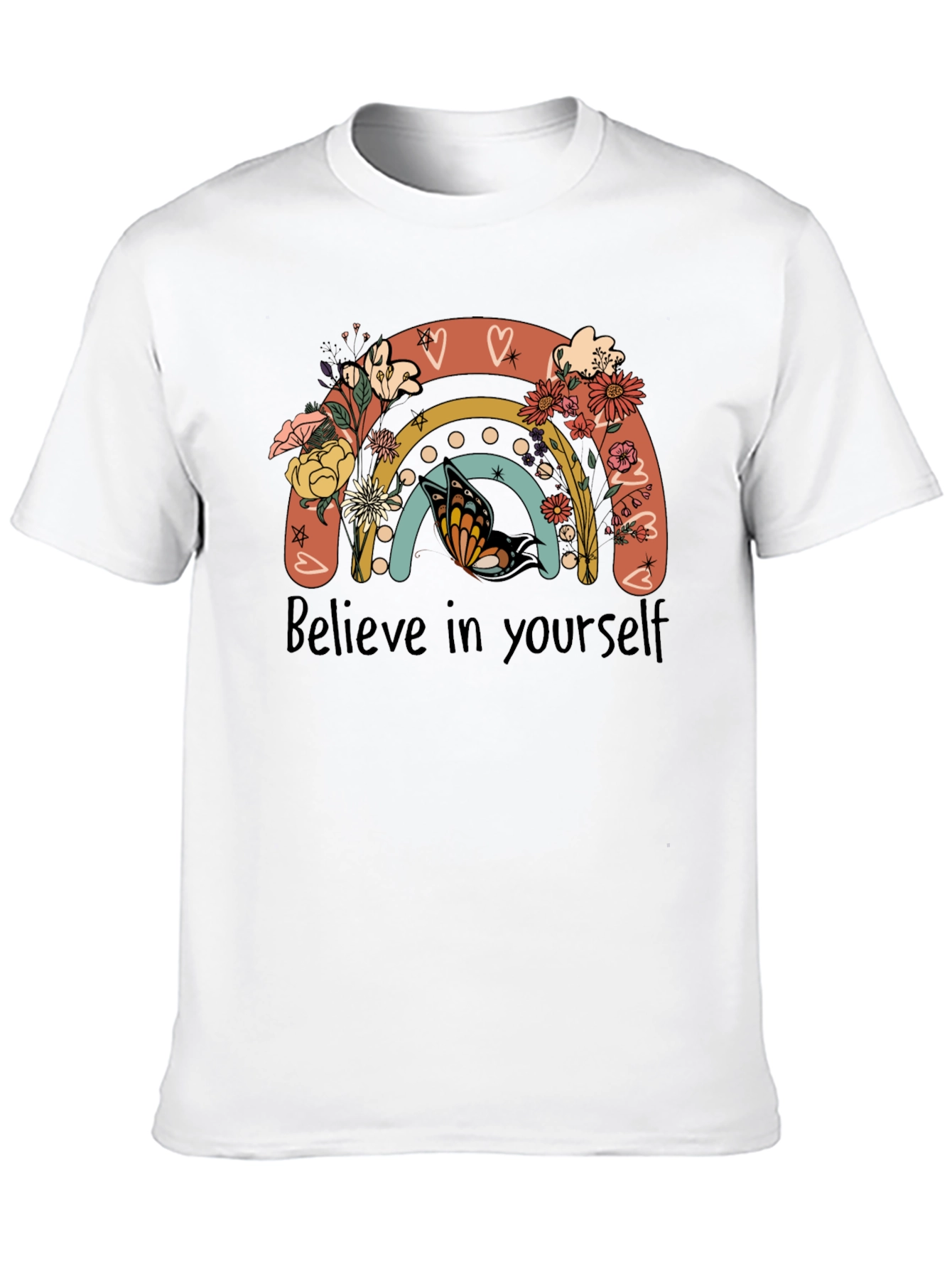 Believe in Yourself Rainbow Butterfly Graphic Tee