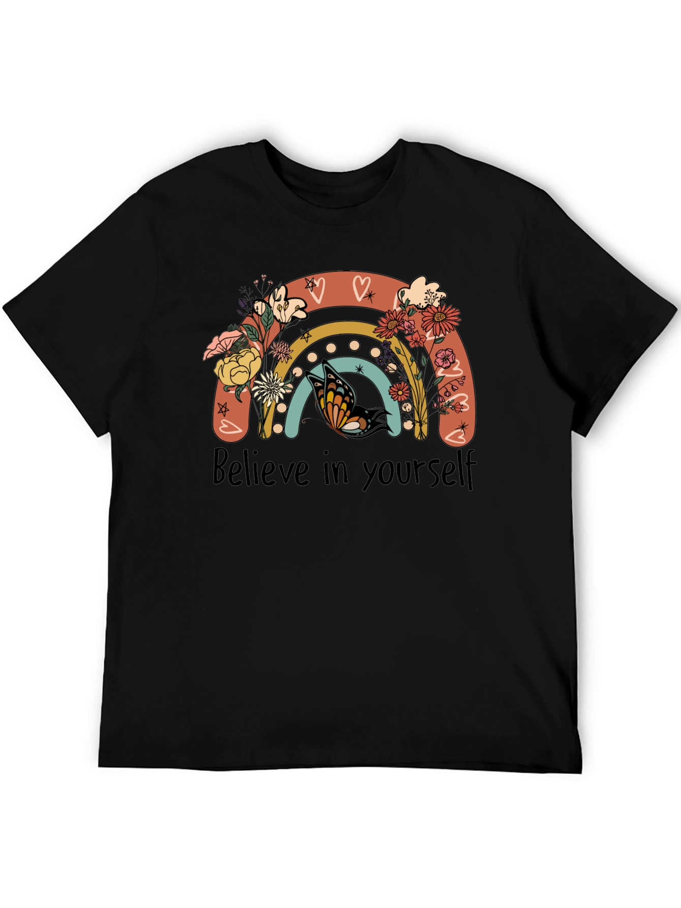 Believe in Yourself Rainbow Butterfly Graphic Tee