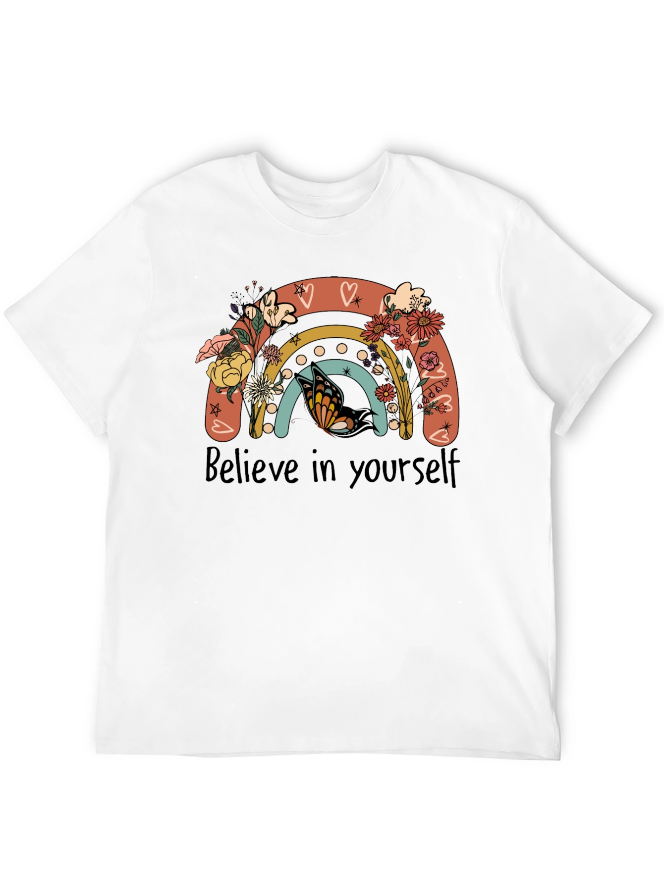 Believe in Yourself Rainbow Butterfly Graphic Tee