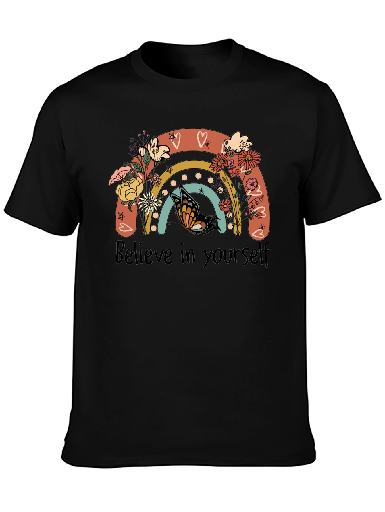 Believe in Yourself Rainbow Butterfly Graphic Tee