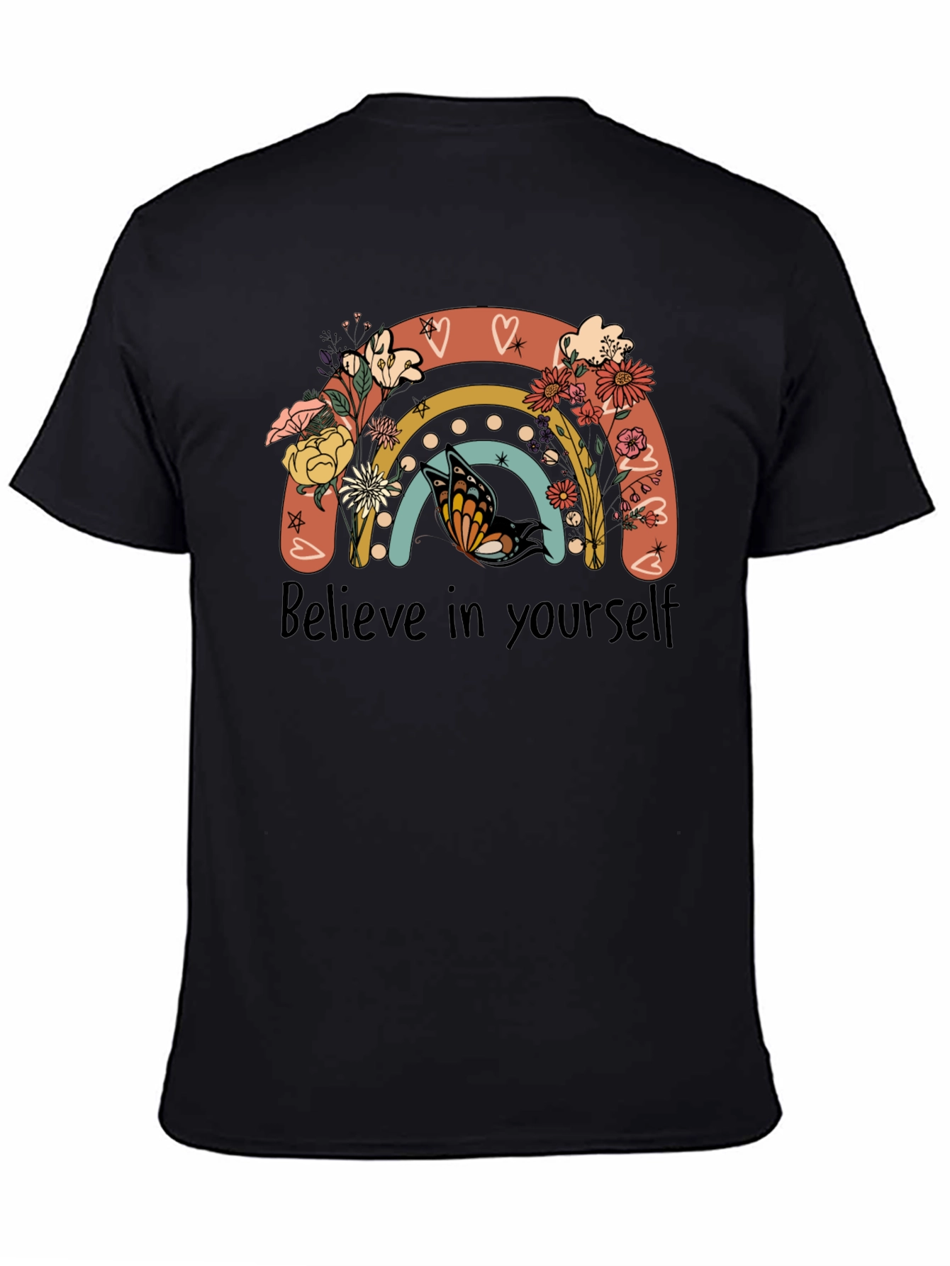Believe in Yourself Rainbow Butterfly Graphic Tee
