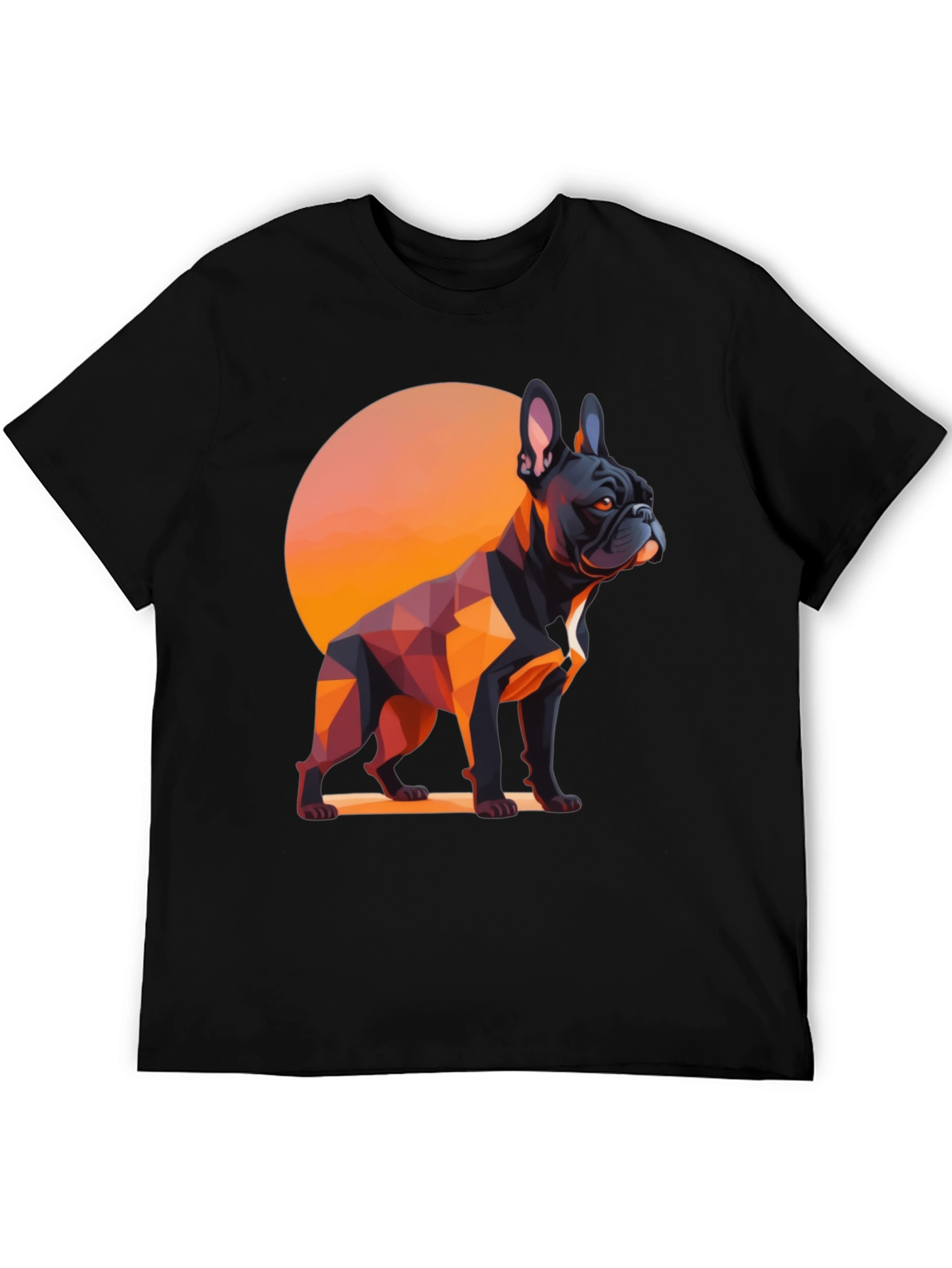 Geometric French Bulldog Graphic Tee - Black