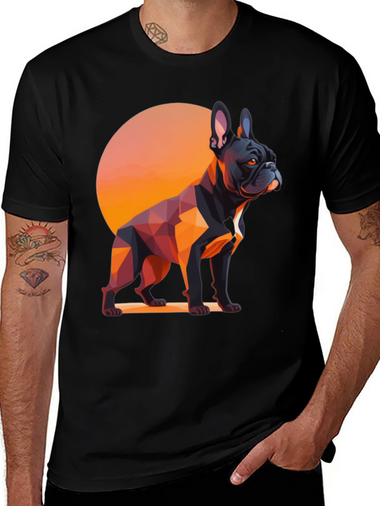 Geometric French Bulldog Graphic Tee - Black
