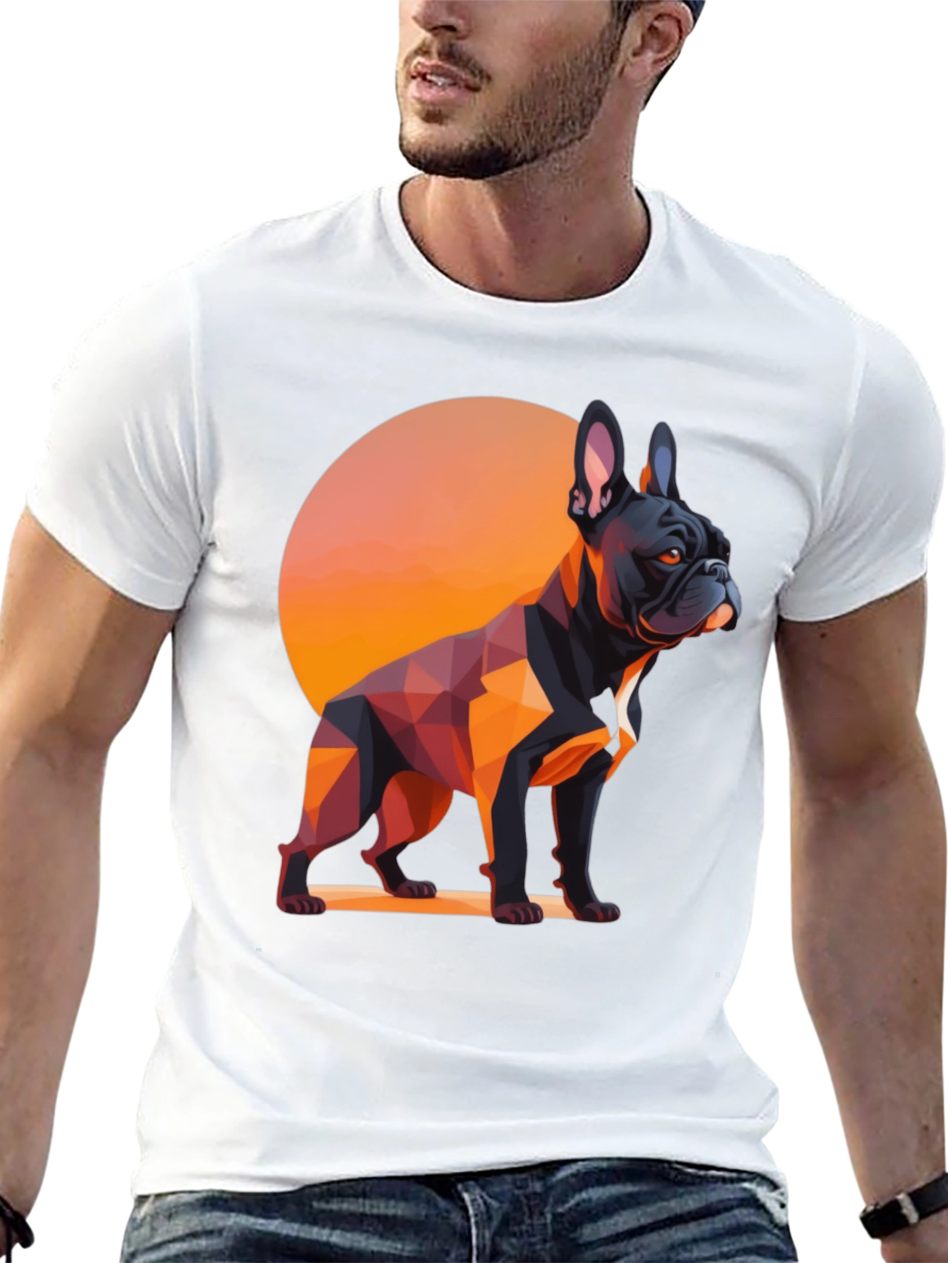 Geometric French Bulldog Graphic Tee - Black