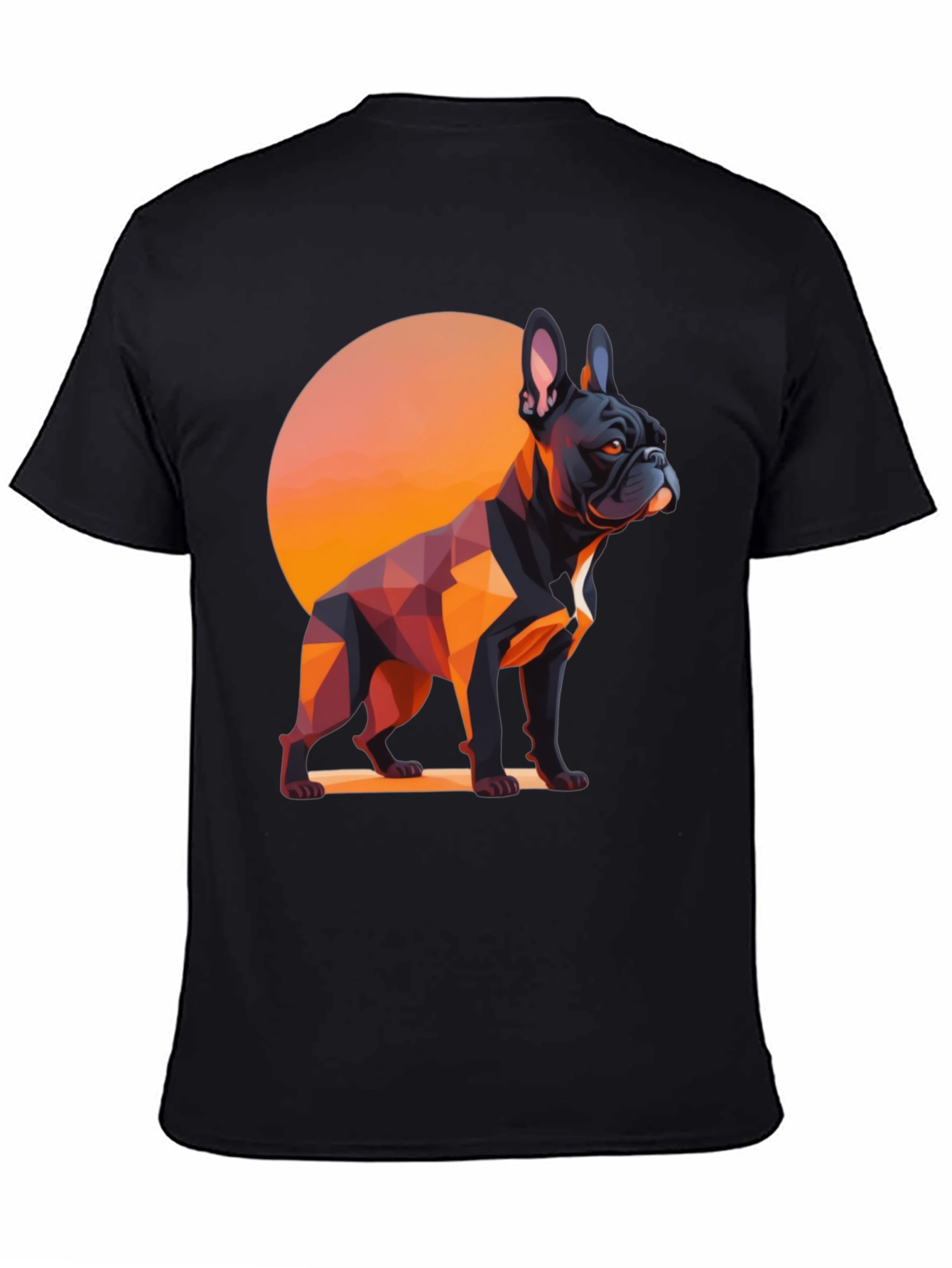Geometric French Bulldog Graphic Tee - Black