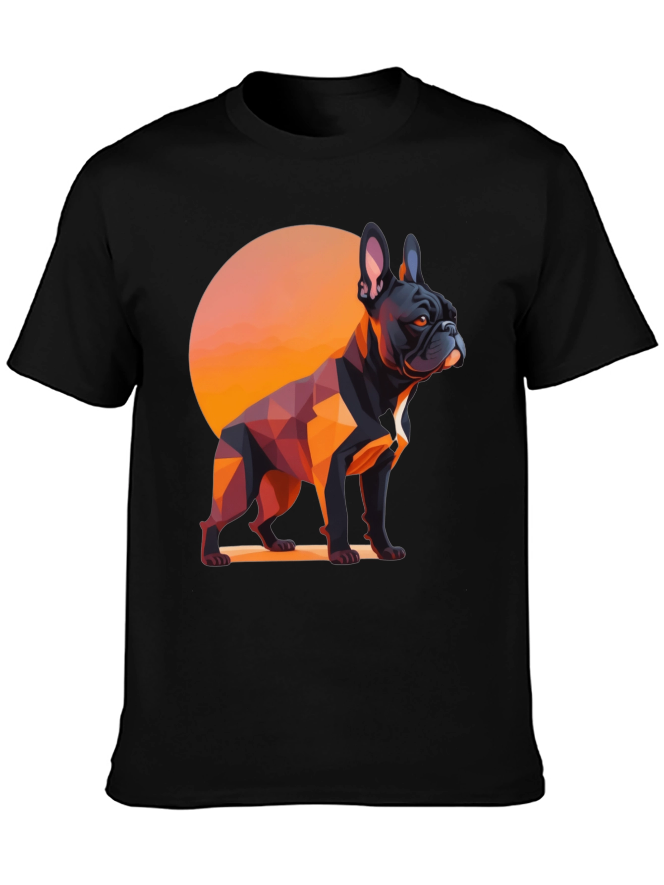 Geometric French Bulldog Graphic Tee - Black