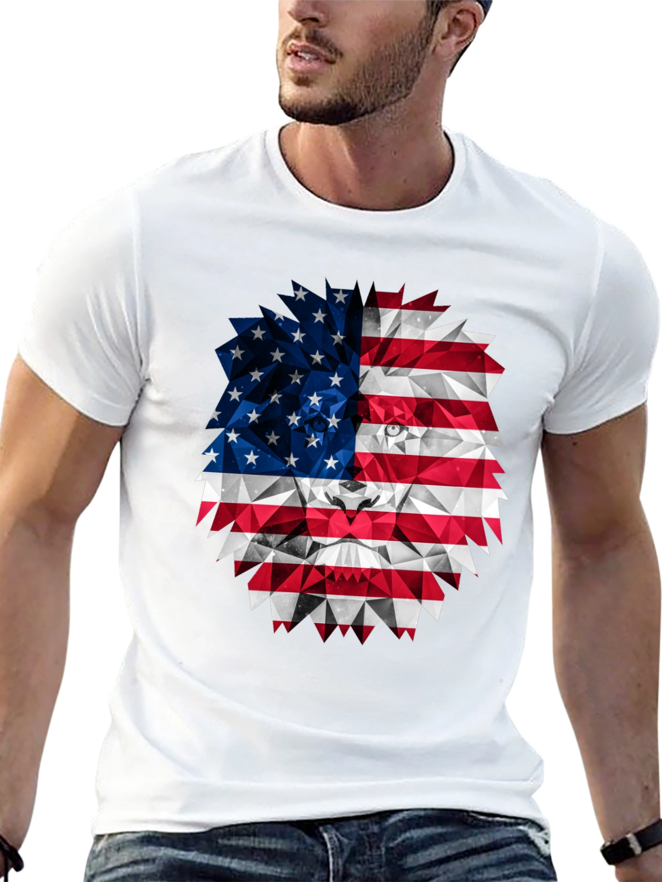 American Flag Lion Graphic Tee