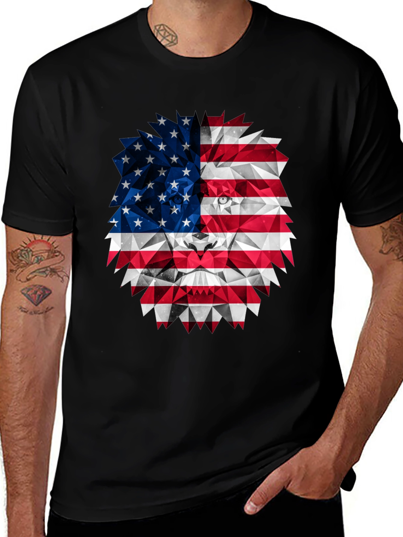 American Flag Lion Graphic Tee