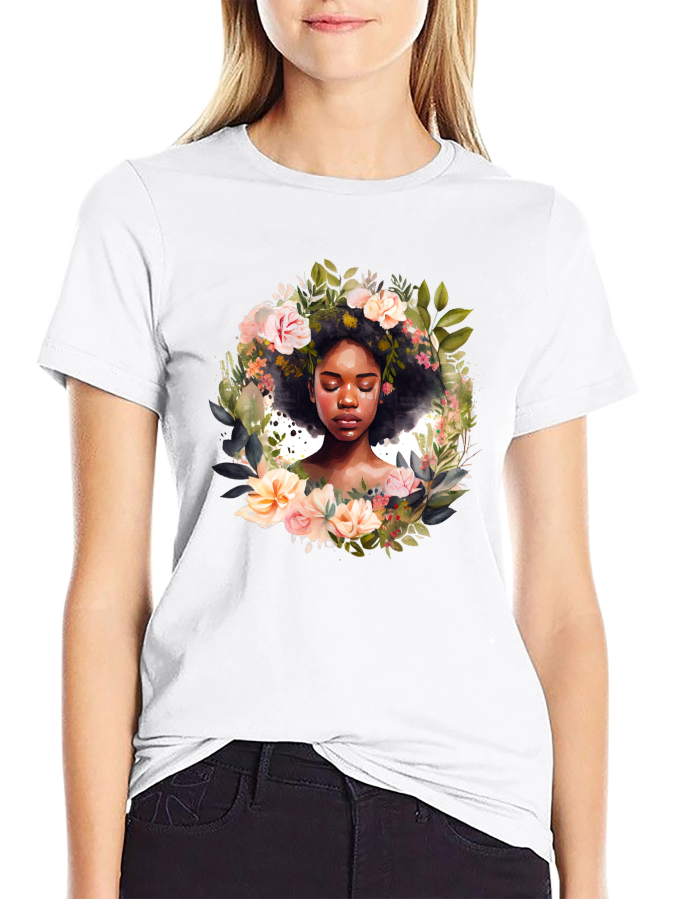 Floral Afro Art T-Shirt