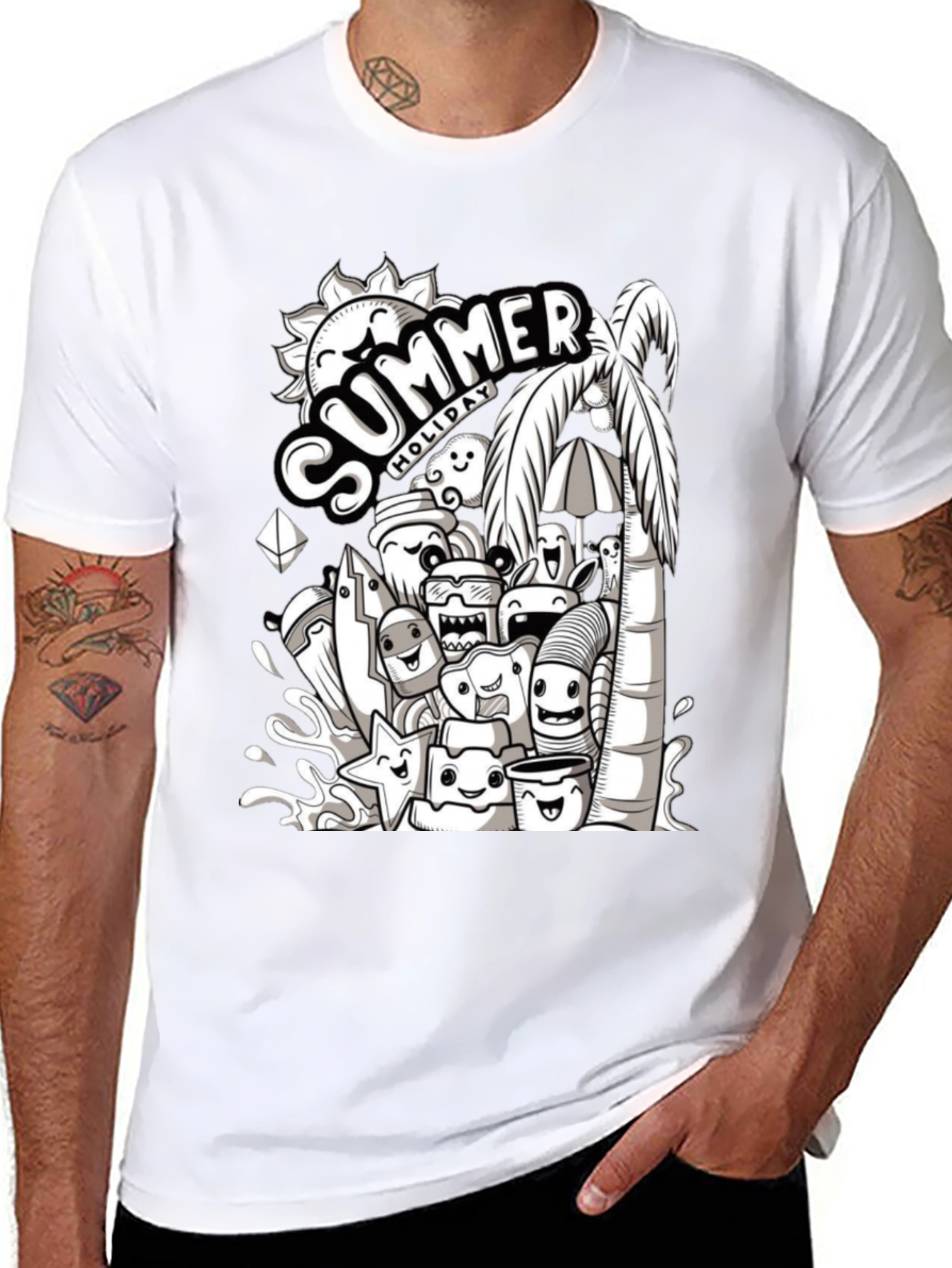 Summer Holiday Doodle Graphic T-Shirt