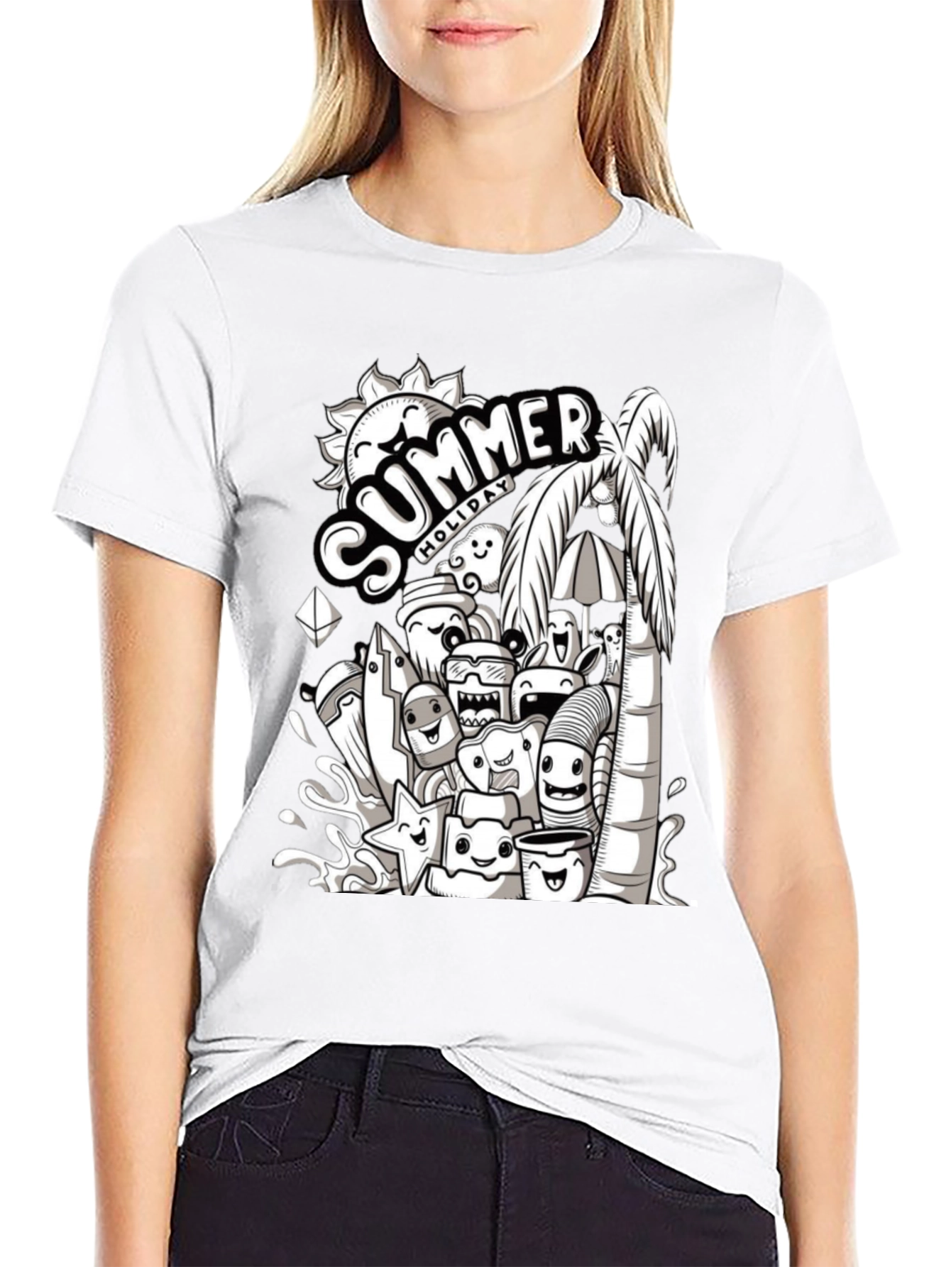 Summer Holiday Doodle Graphic T-Shirt