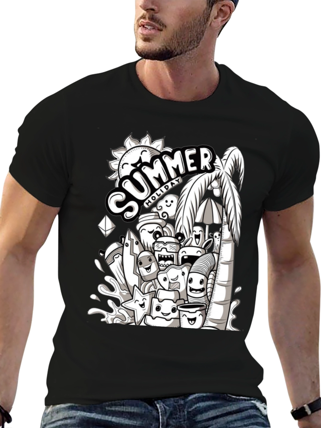 Summer Holiday Doodle Graphic T-Shirt