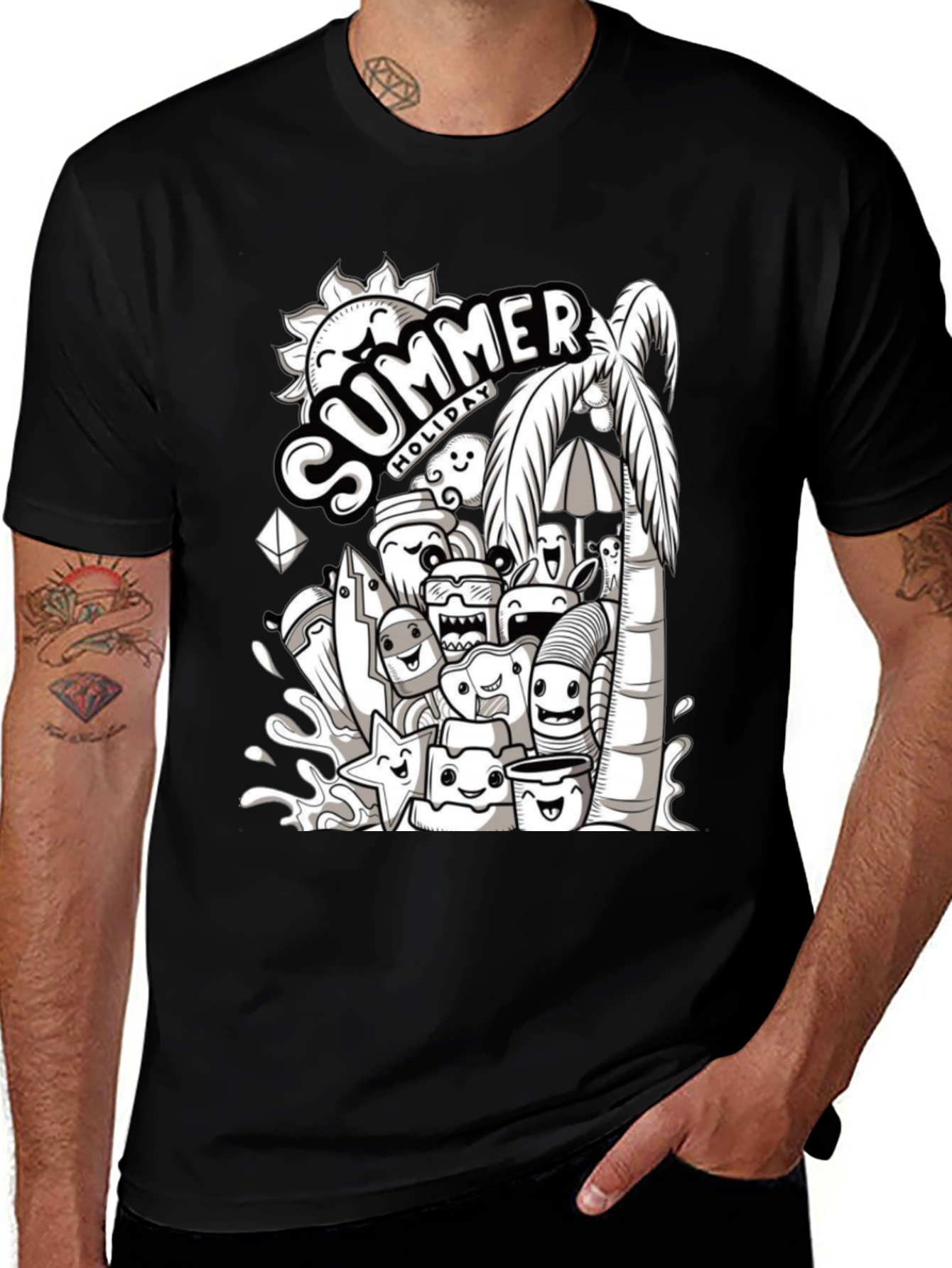 Summer Holiday Doodle Graphic T-Shirt