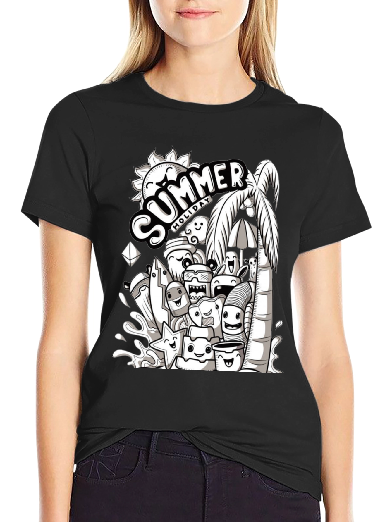 Summer Holiday Doodle Graphic T-Shirt