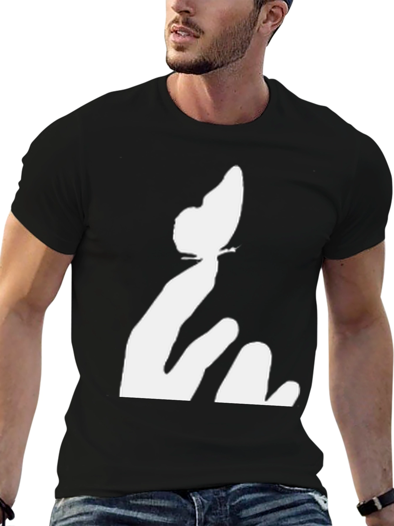 Butterfly Hand Black Tee - Unique Graphic Print