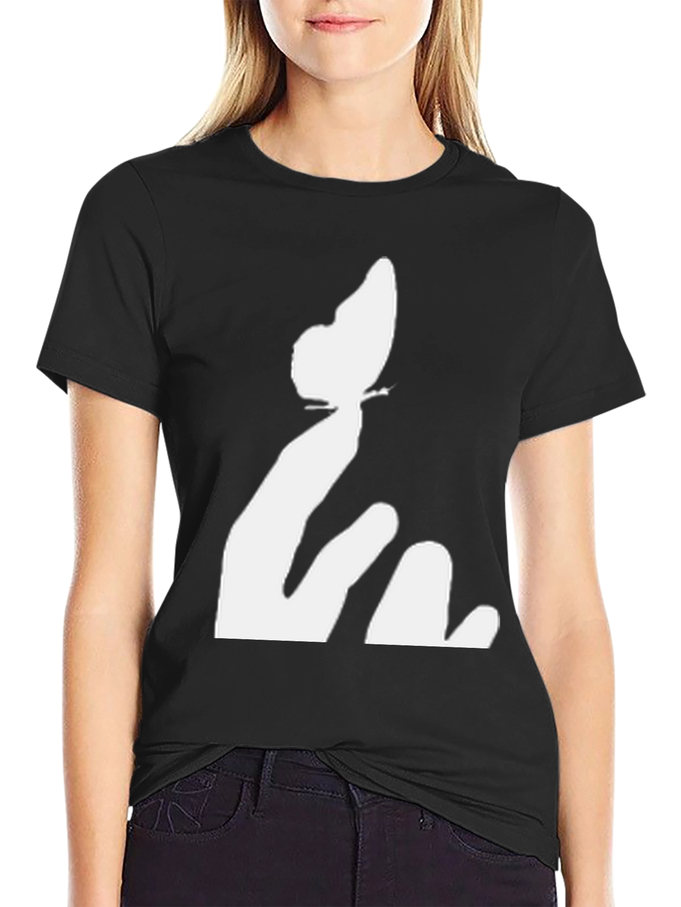 Butterfly Hand Black Tee - Unique Graphic Print