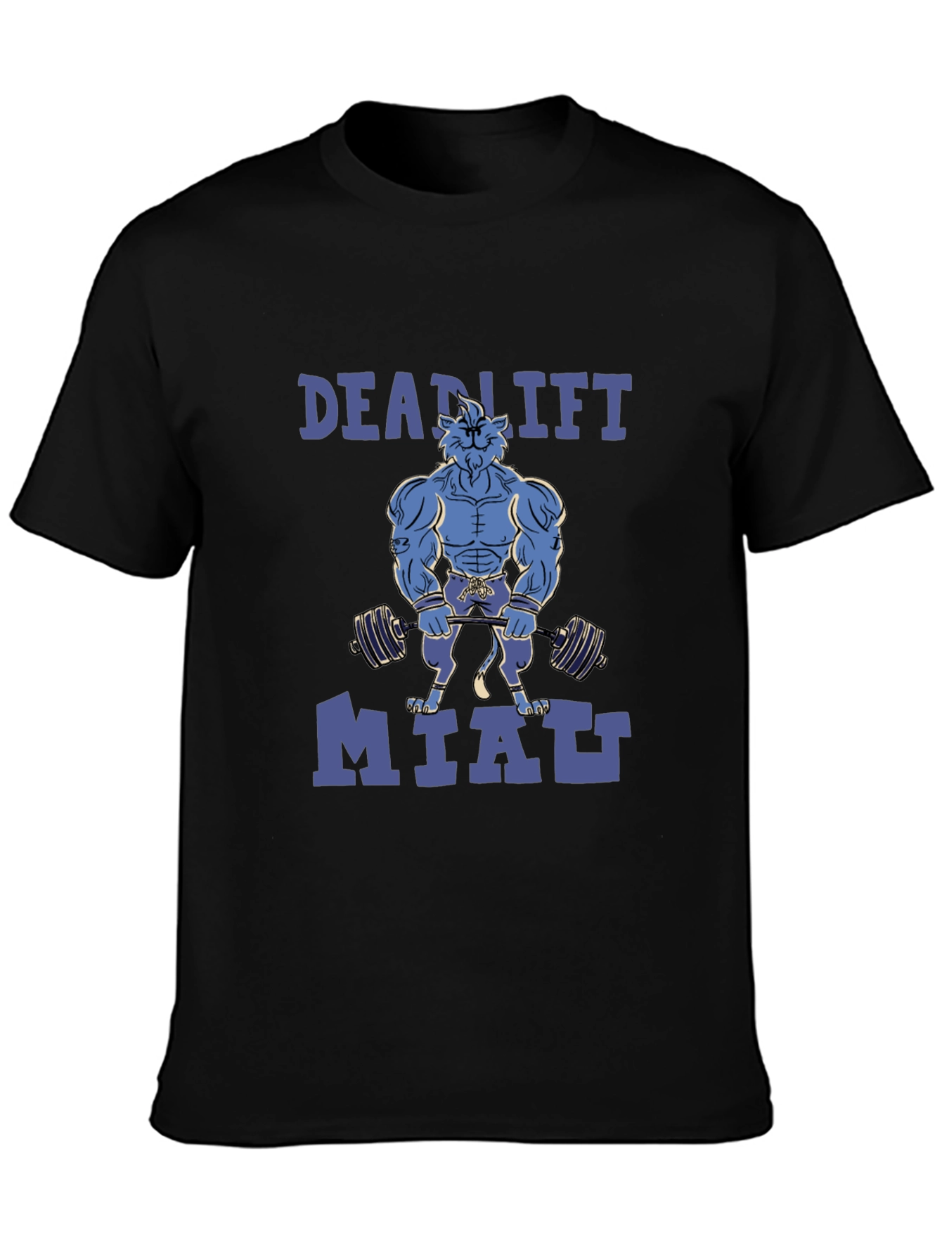 Deadlift Miatt Black T-Shirt - Gym Cat Design