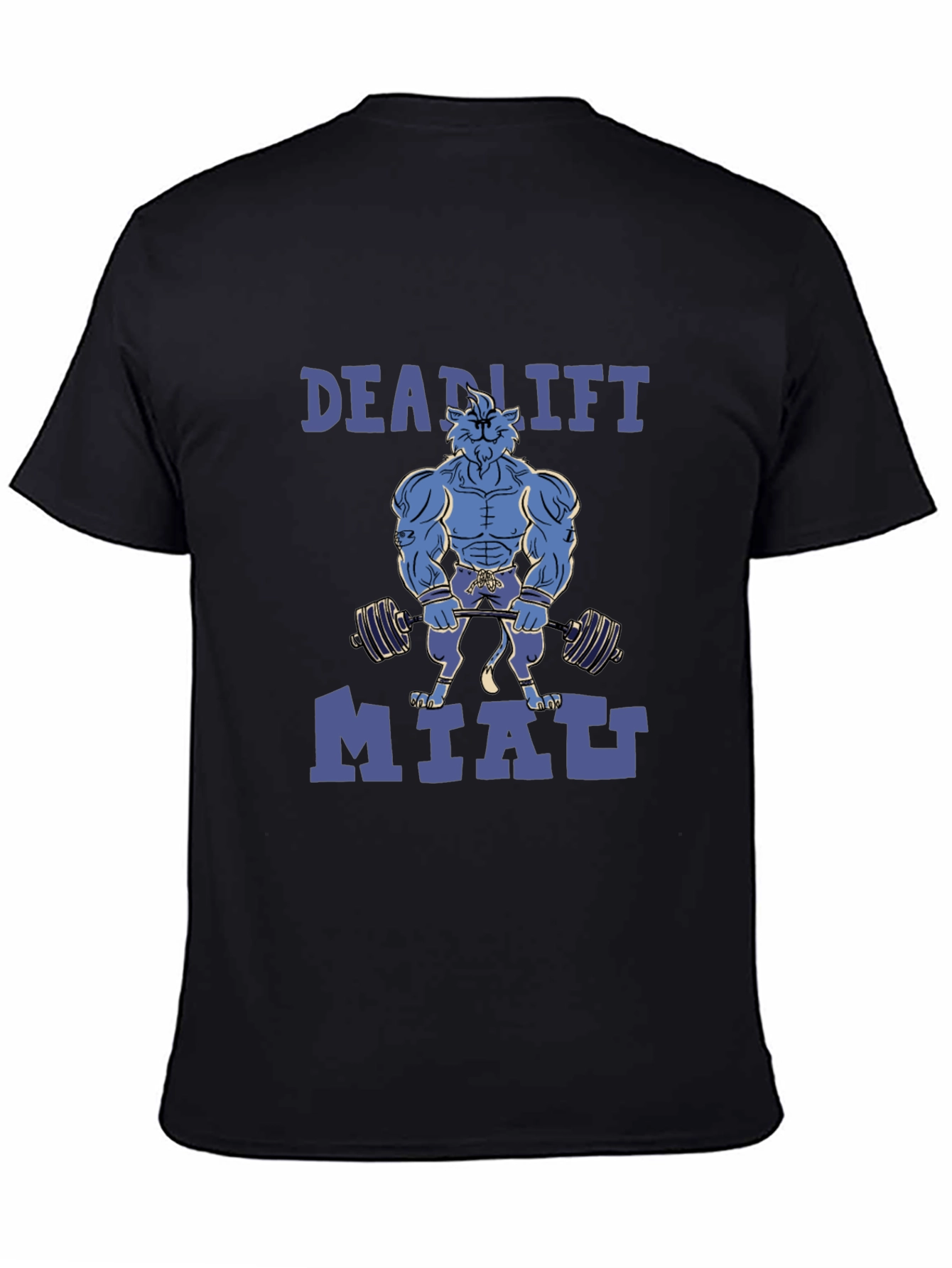 Deadlift Miatt Black T-Shirt - Gym Cat Design
