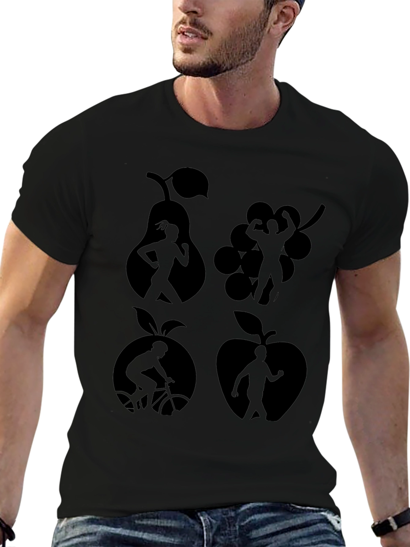 Fitness Fruit Graphic Tee - Black