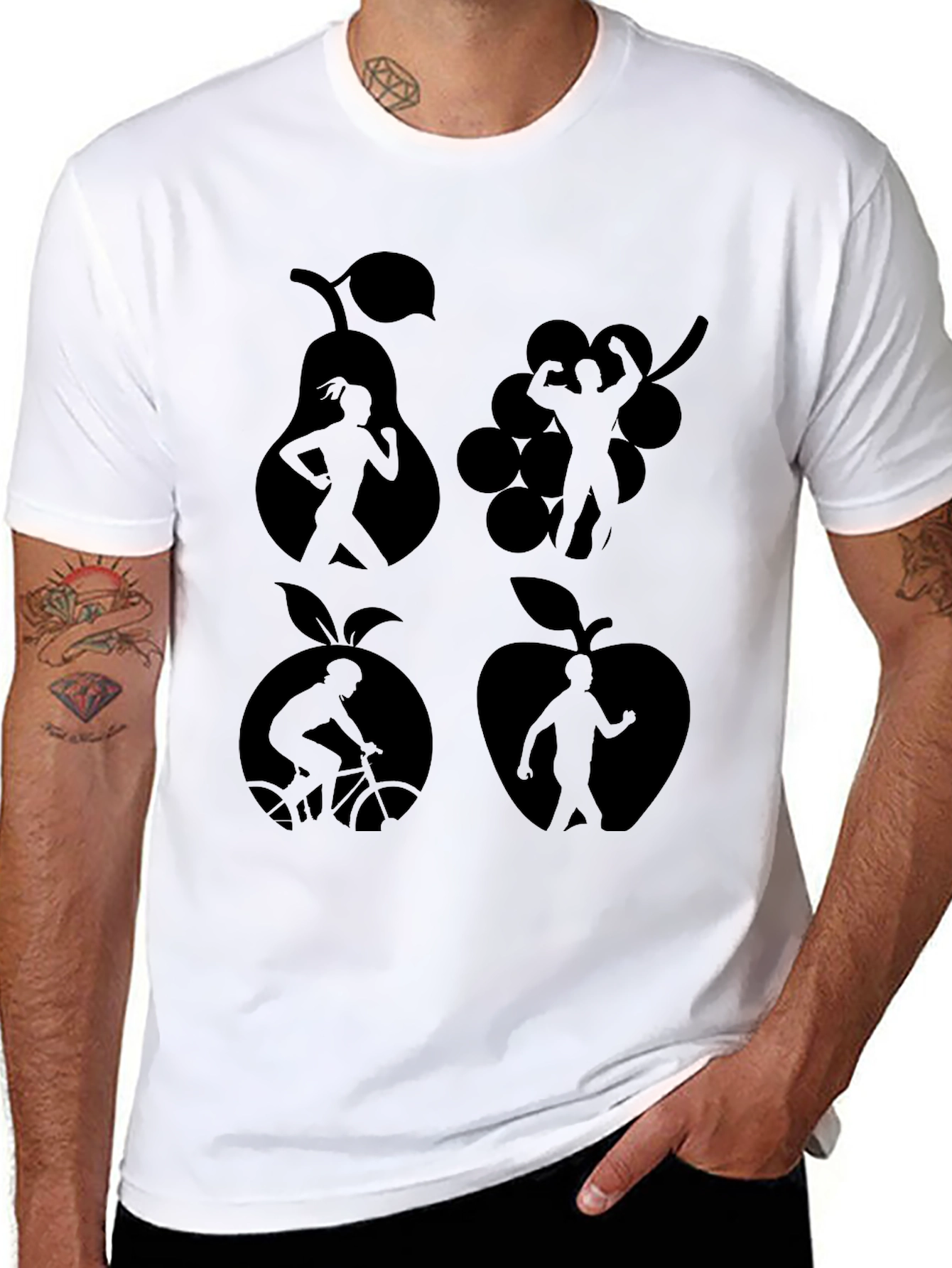 Fitness Fruit Graphic Tee - Black