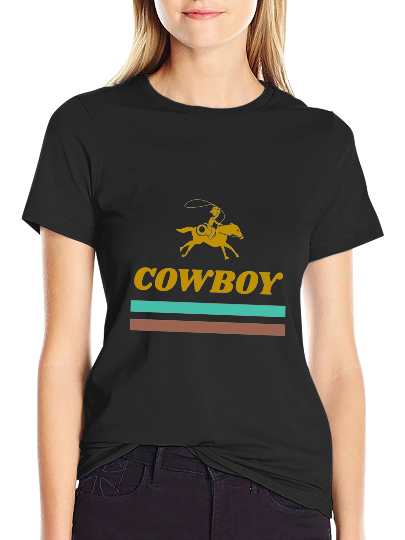 Cowboy Rider Graphic Tee - Western Style Black T-Shirt