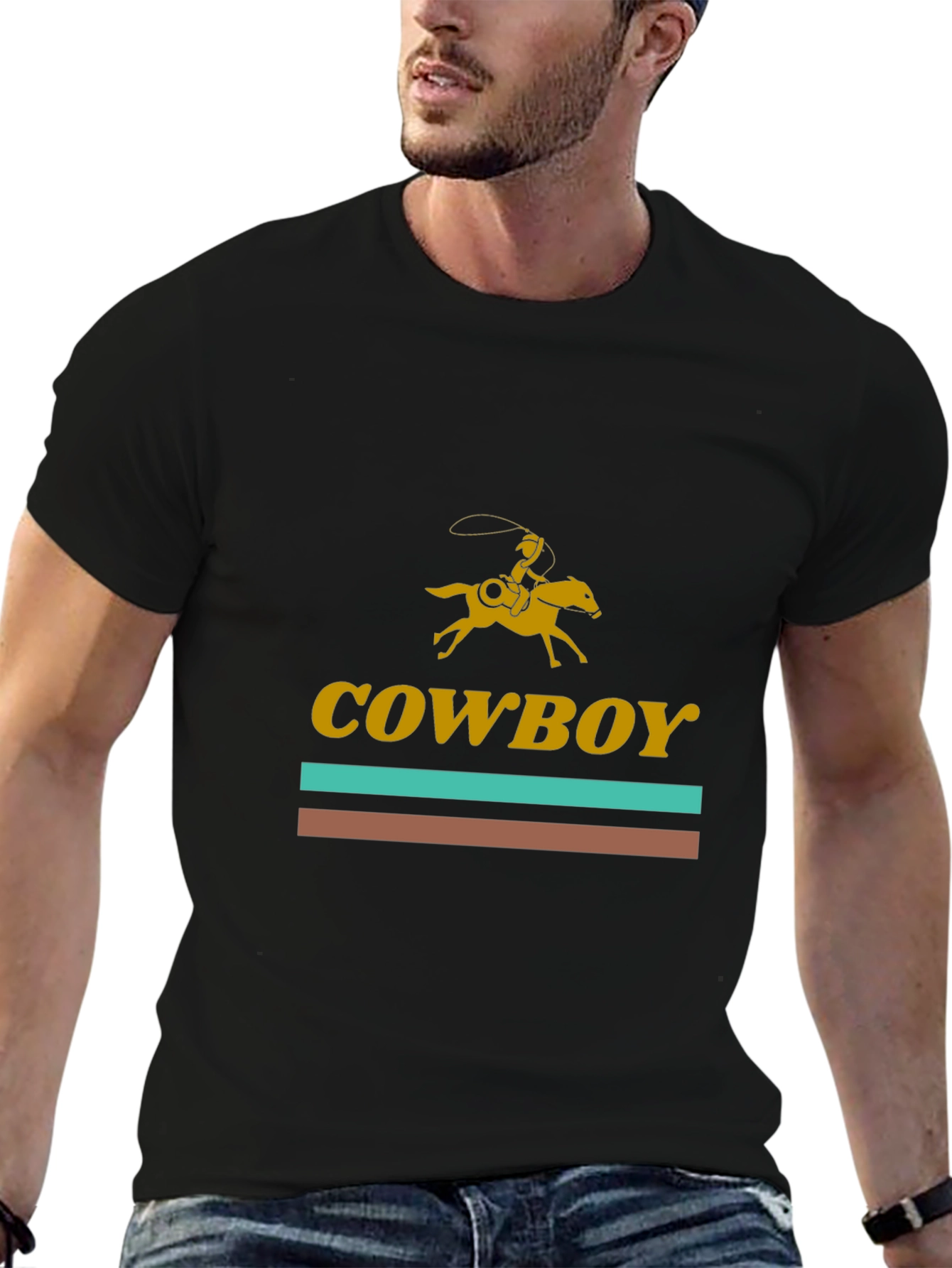 Cowboy Rider Graphic Tee - Western Style Black T-Shirt