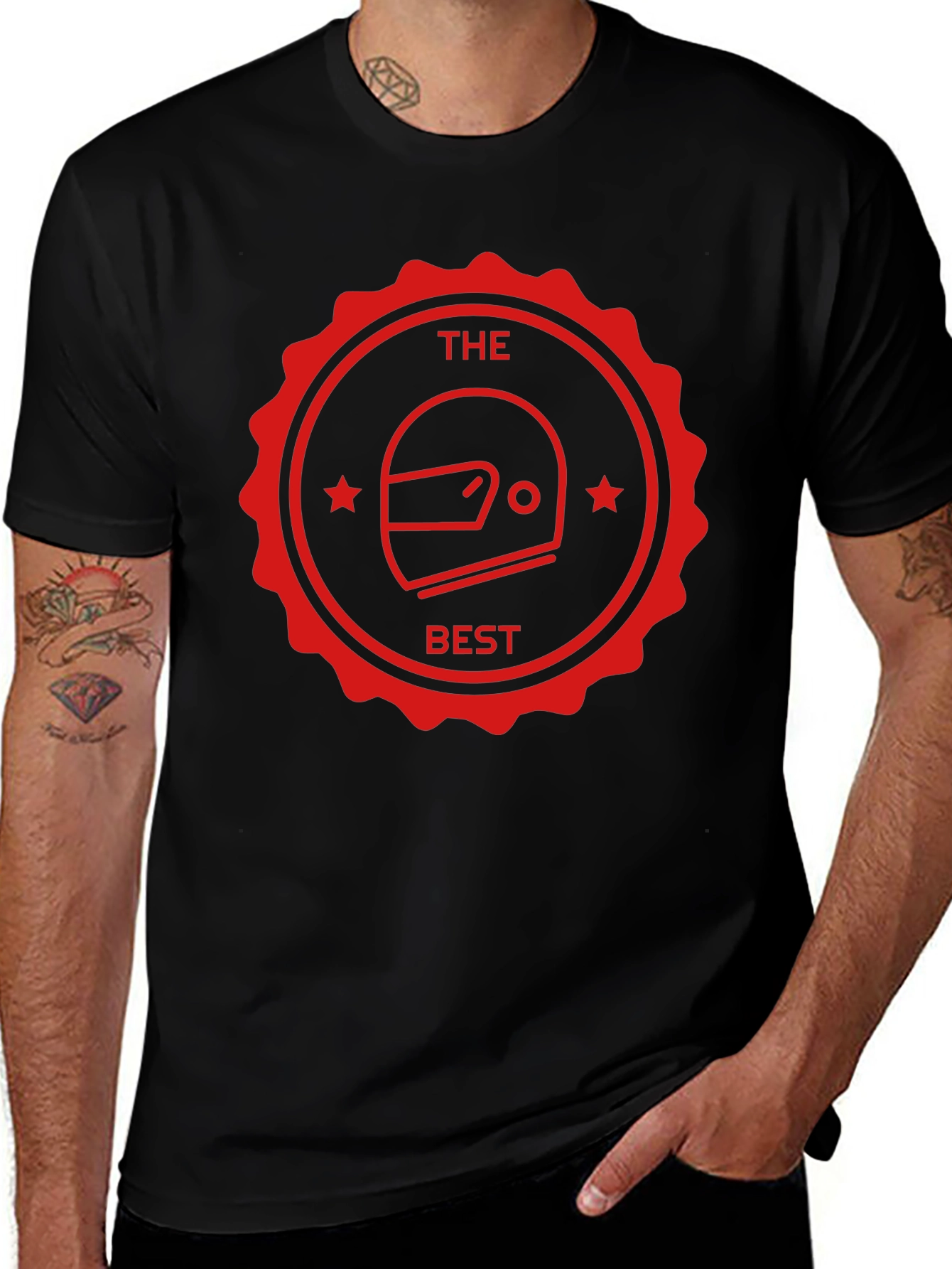 The Best Helmet T-Shirt - Black Crew Neck Tee