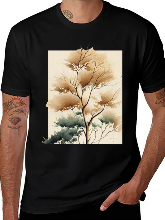 Watercolor Tree Graphic Tee - Artistic Unisex T-Shirt