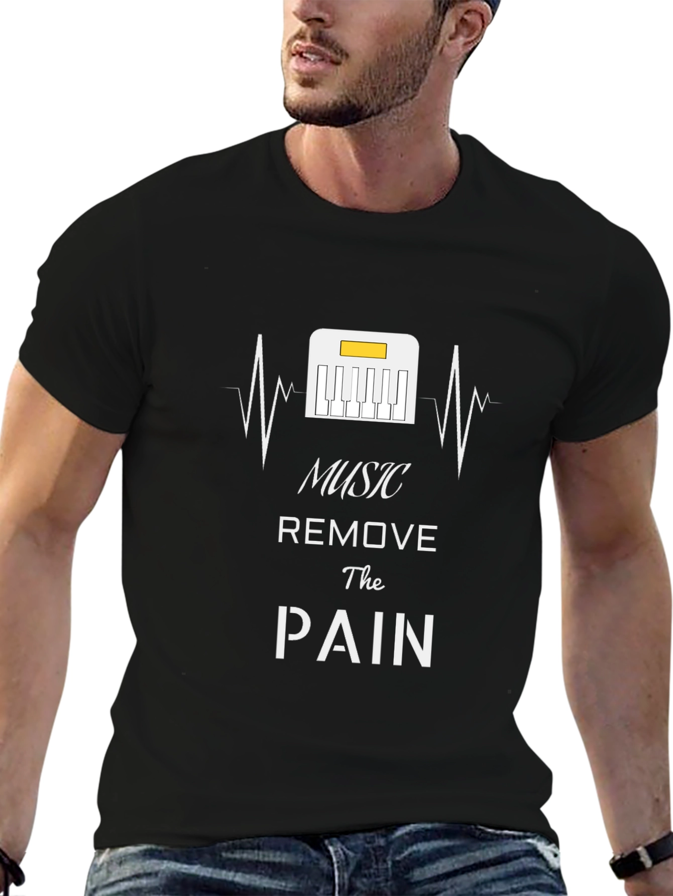 Music Removes the Pain Black T-Shirt