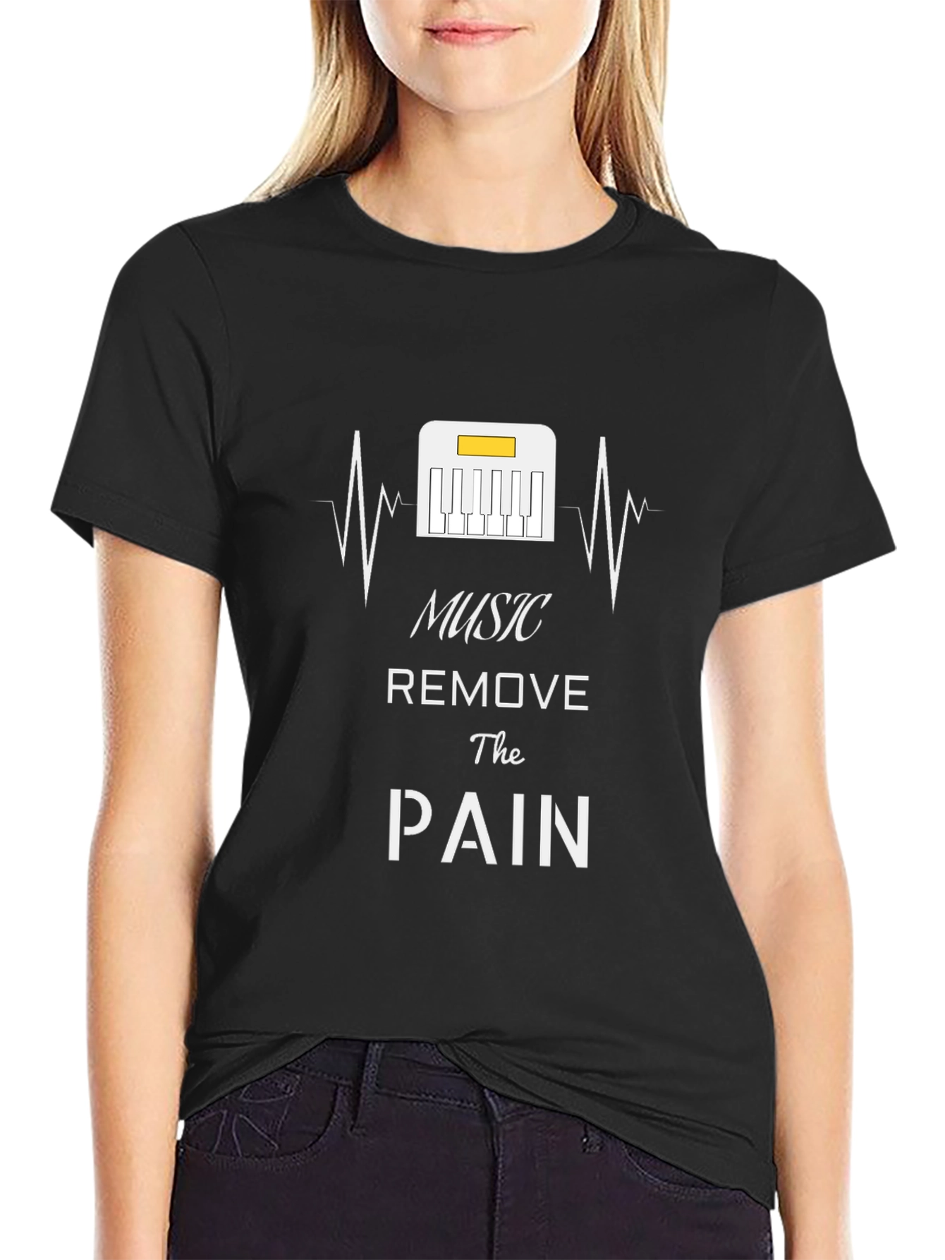Music Removes the Pain Black T-Shirt
