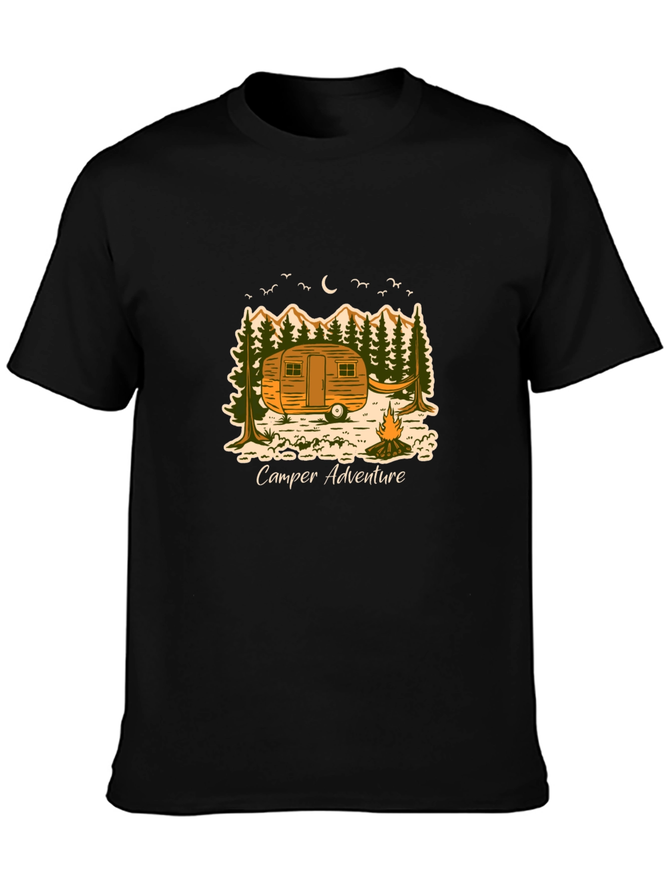 Camper Adventure Black T-Shirt - Outdoor Graphic Tee