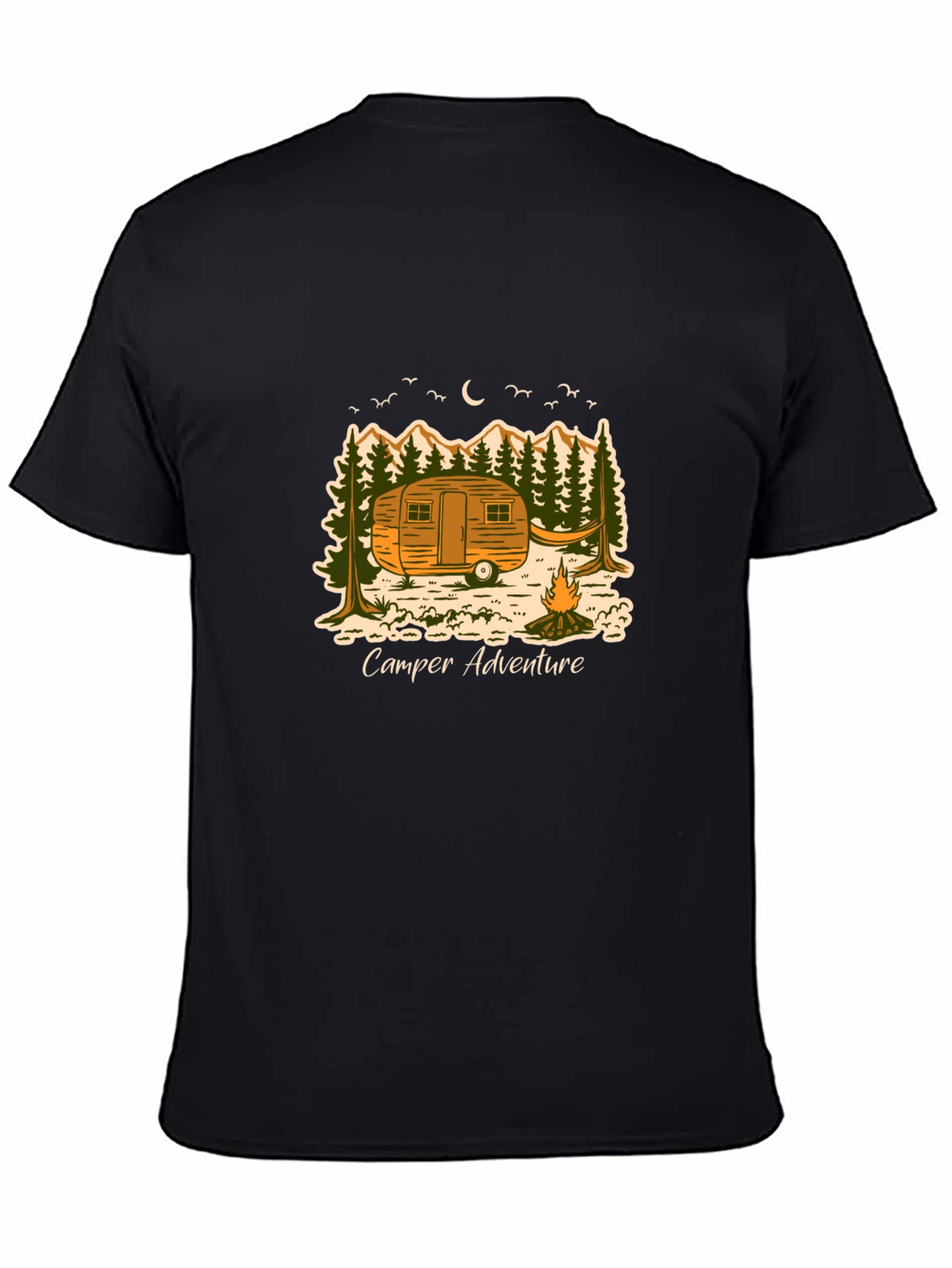 Camper Adventure Black T-Shirt - Outdoor Graphic Tee
