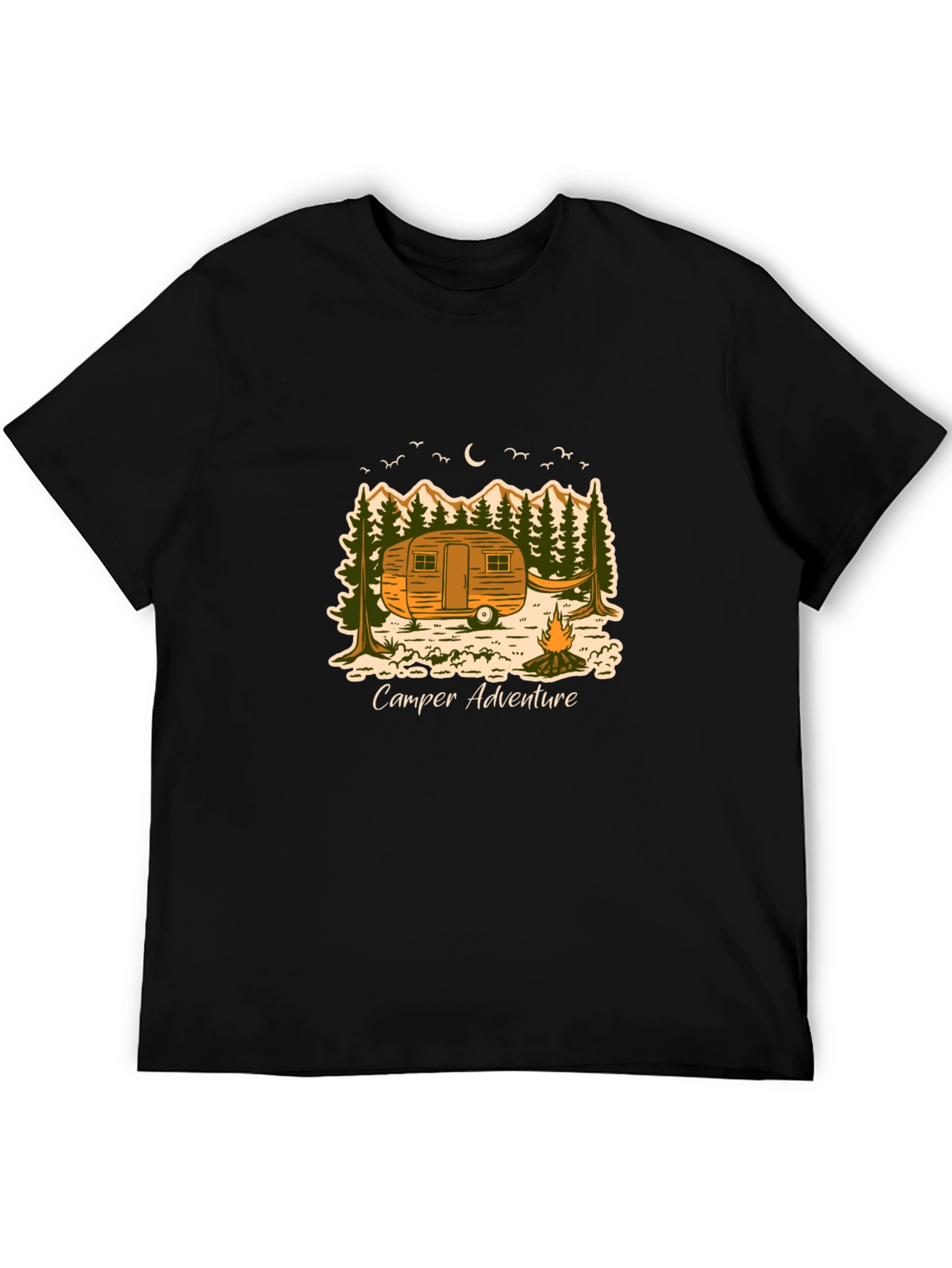 Camper Adventure Black T-Shirt - Outdoor Graphic Tee