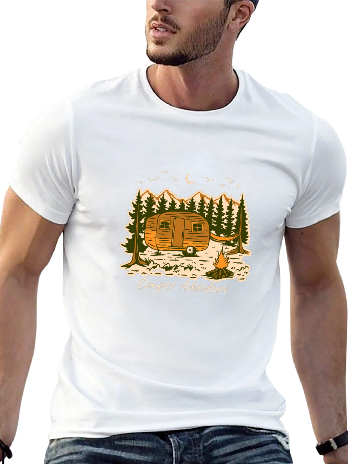 Camper Adventure Black T-Shirt - Outdoor Graphic Tee