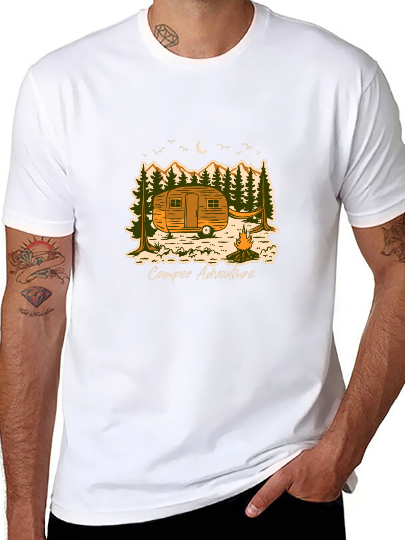 Camper Adventure Black T-Shirt - Outdoor Graphic Tee