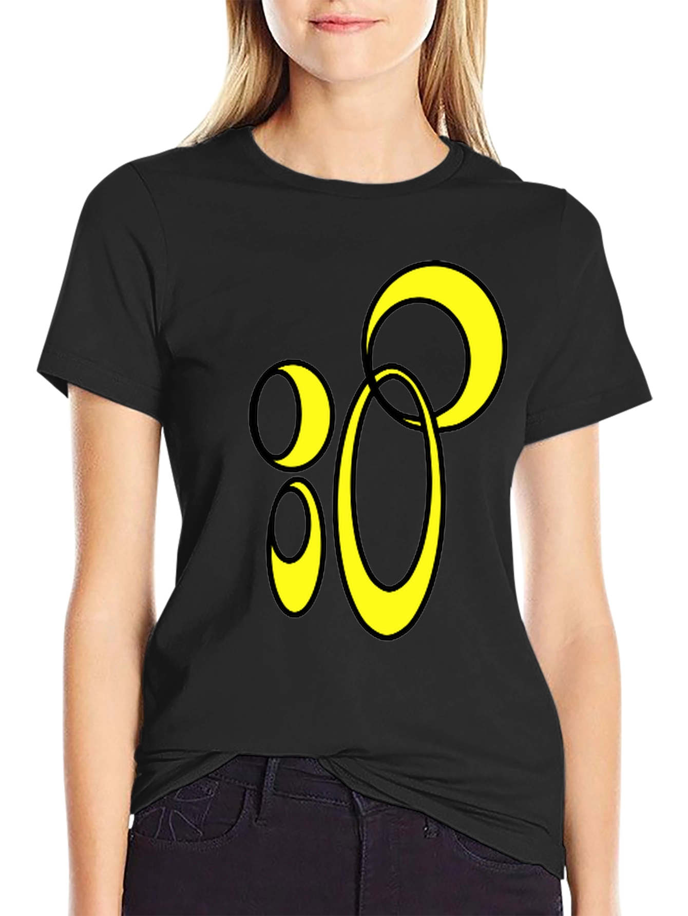 Abstract Circle Graphic Black T-Shirt