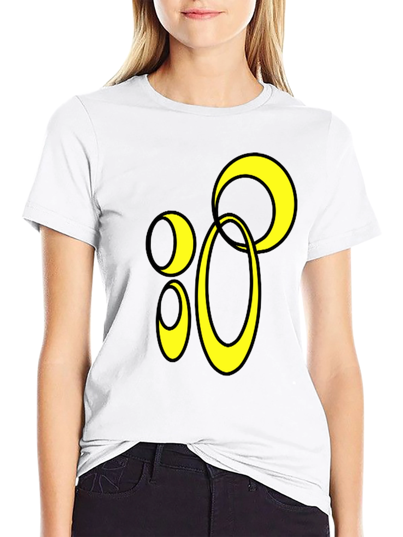 Abstract Circle Graphic Black T-Shirt