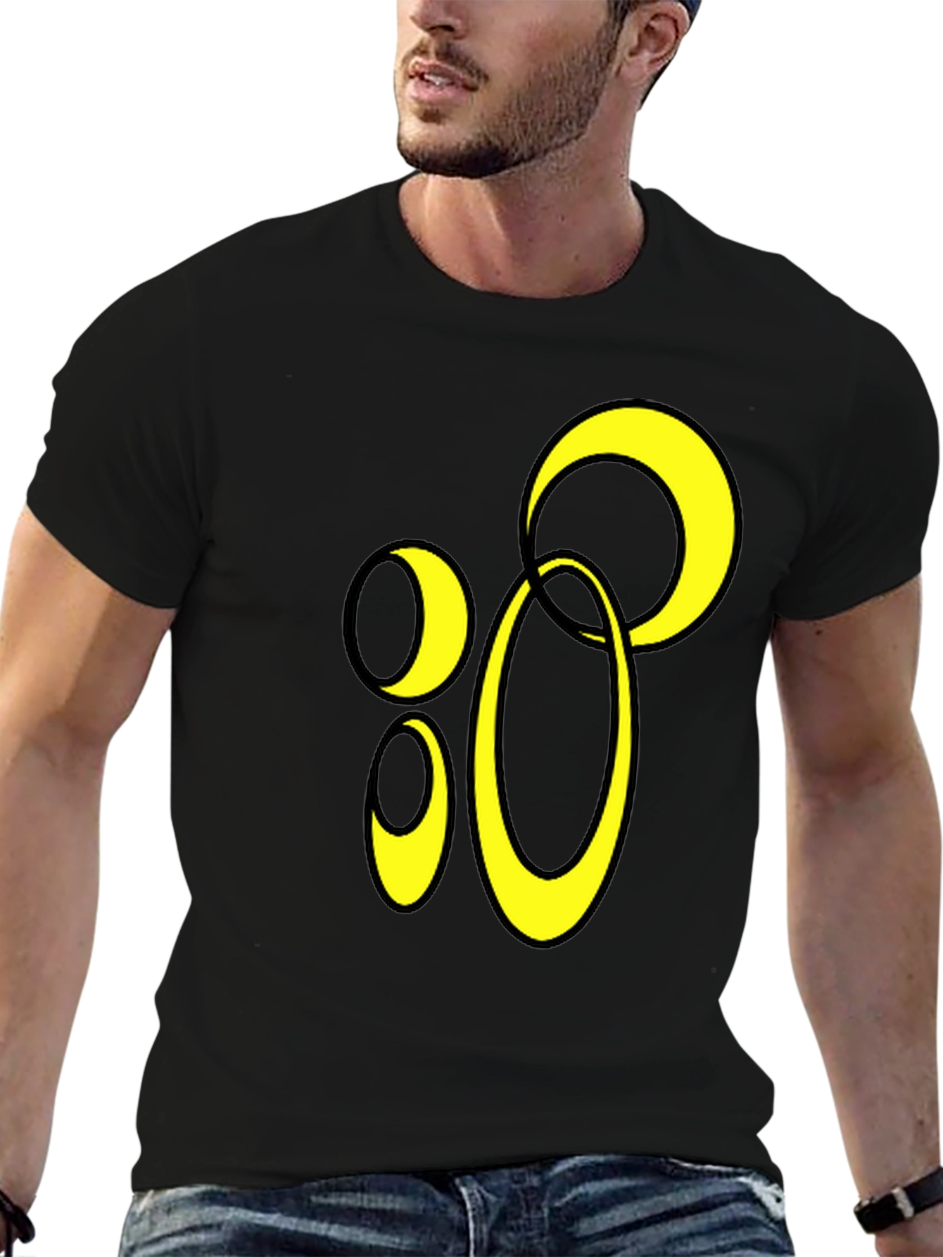 Abstract Circle Graphic Black T-Shirt