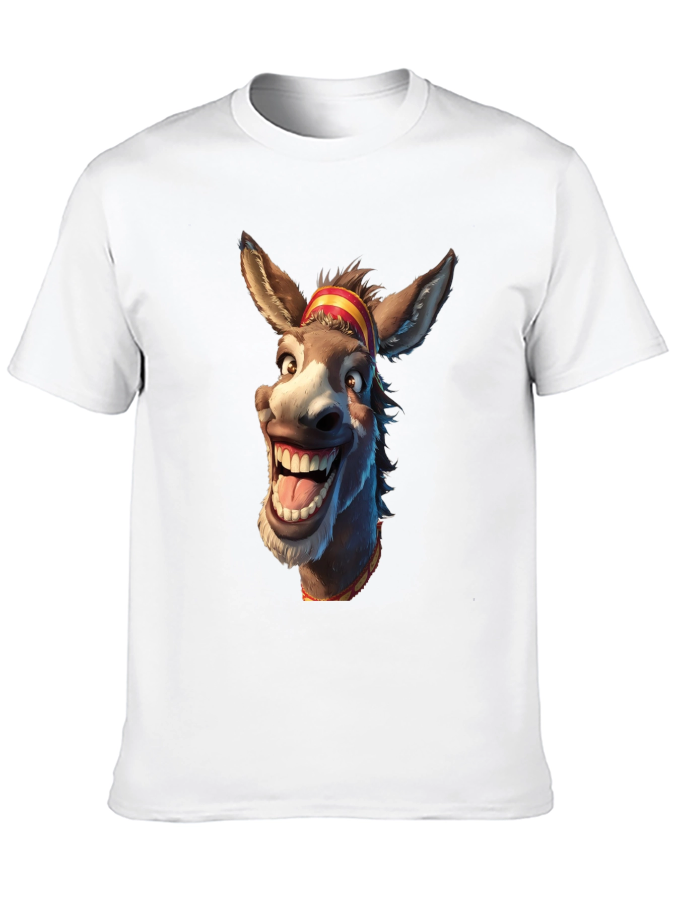 Funny Donkey Cartoon Graphic Print Black T-Shirt