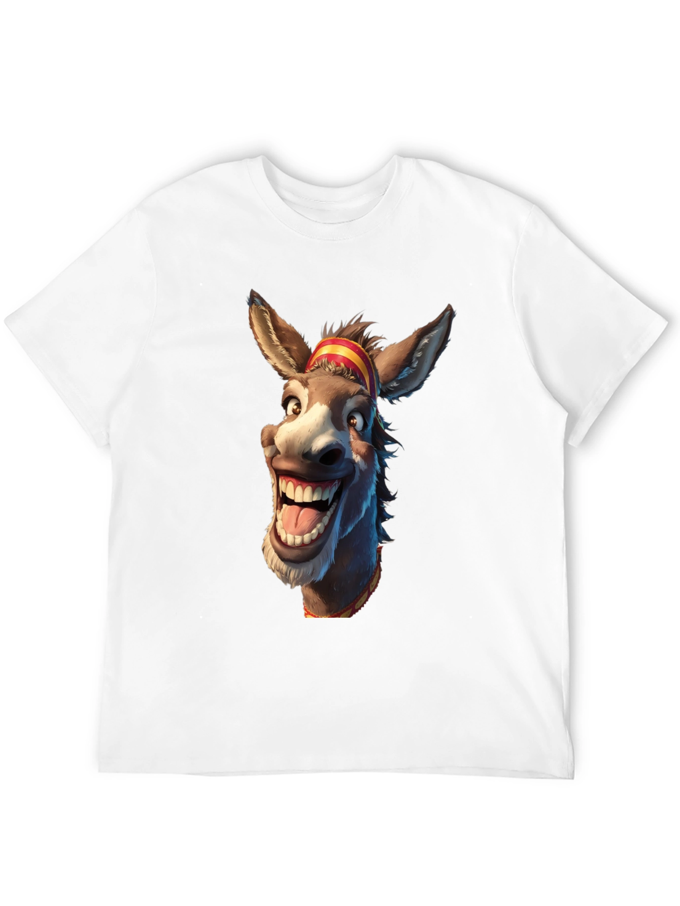 Funny Donkey Cartoon Graphic Print Black T-Shirt