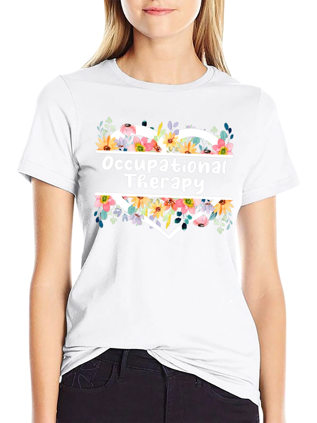 Floral Heart Occupational Therapy T-Shirt