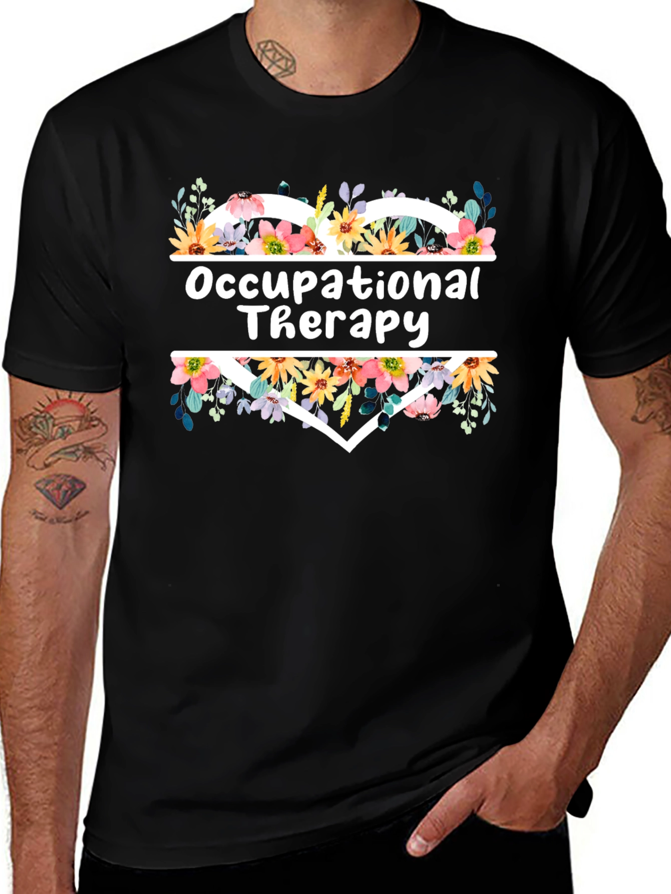 Floral Heart Occupational Therapy T-Shirt