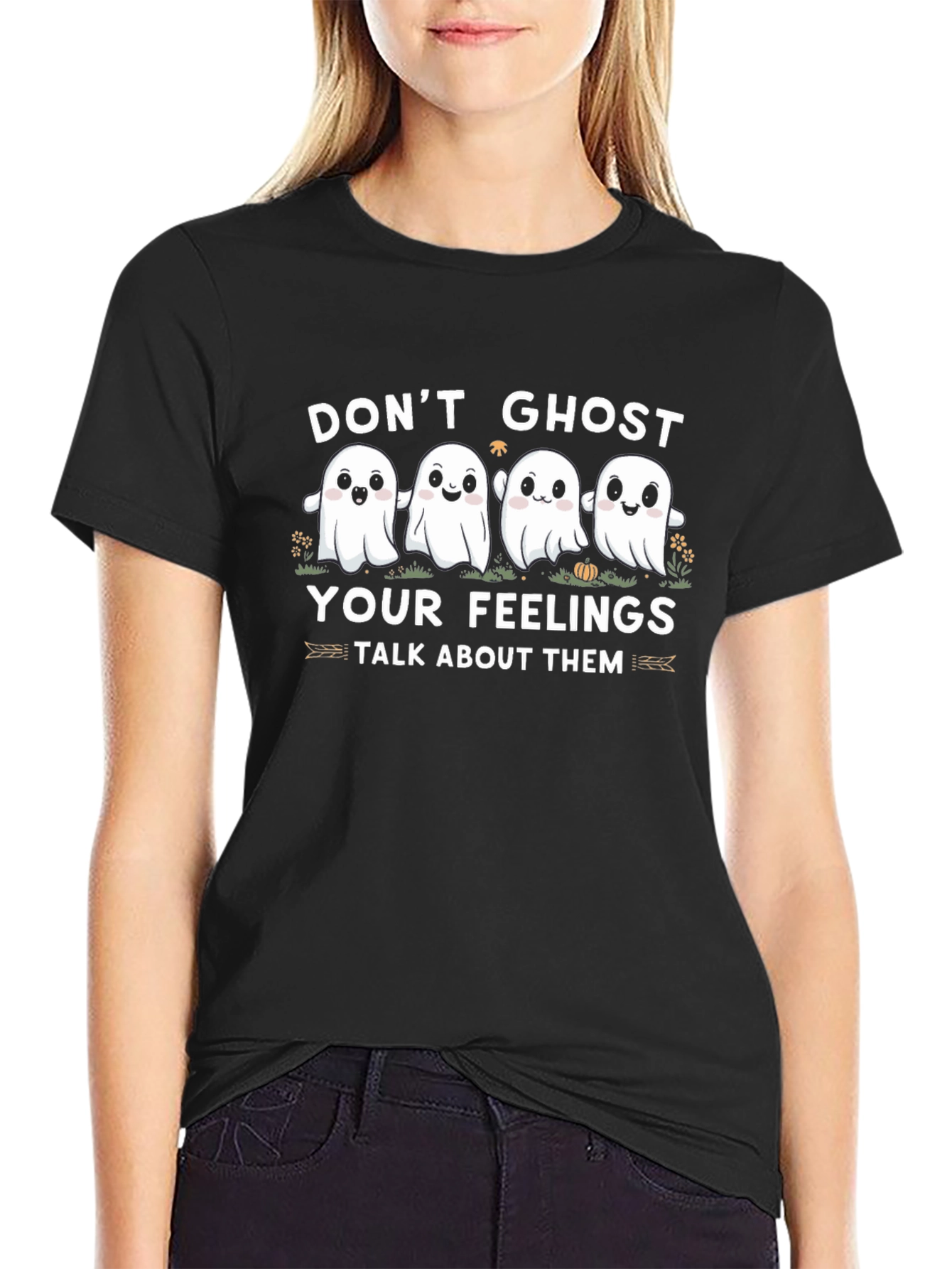 Dont Ghost Your Feelings Black T-Shirt